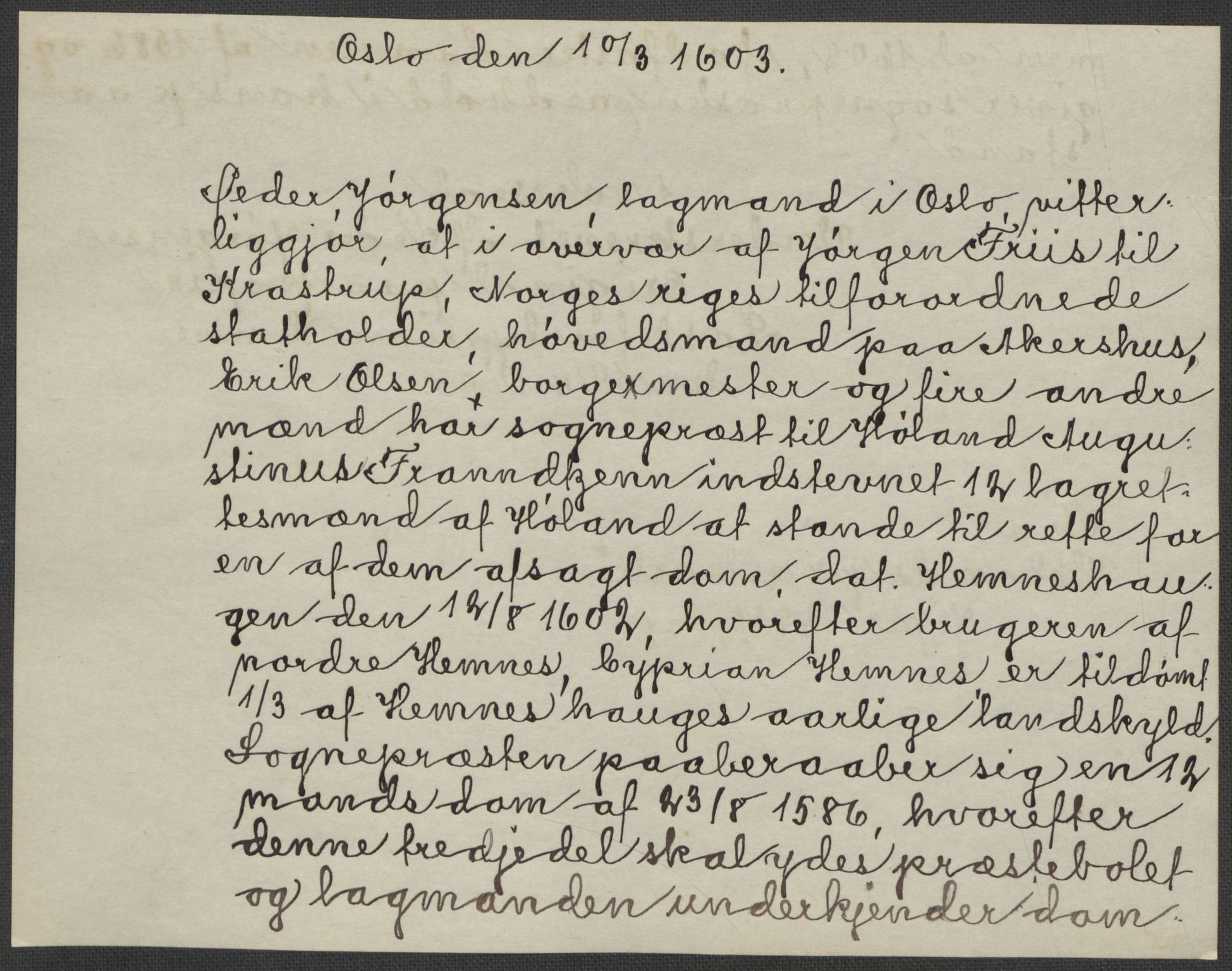 Riksarkivets diplomsamling, AV/RA-EA-5965/F15/L0007: Prestearkiv - Akershus, 1573-1693, p. 207