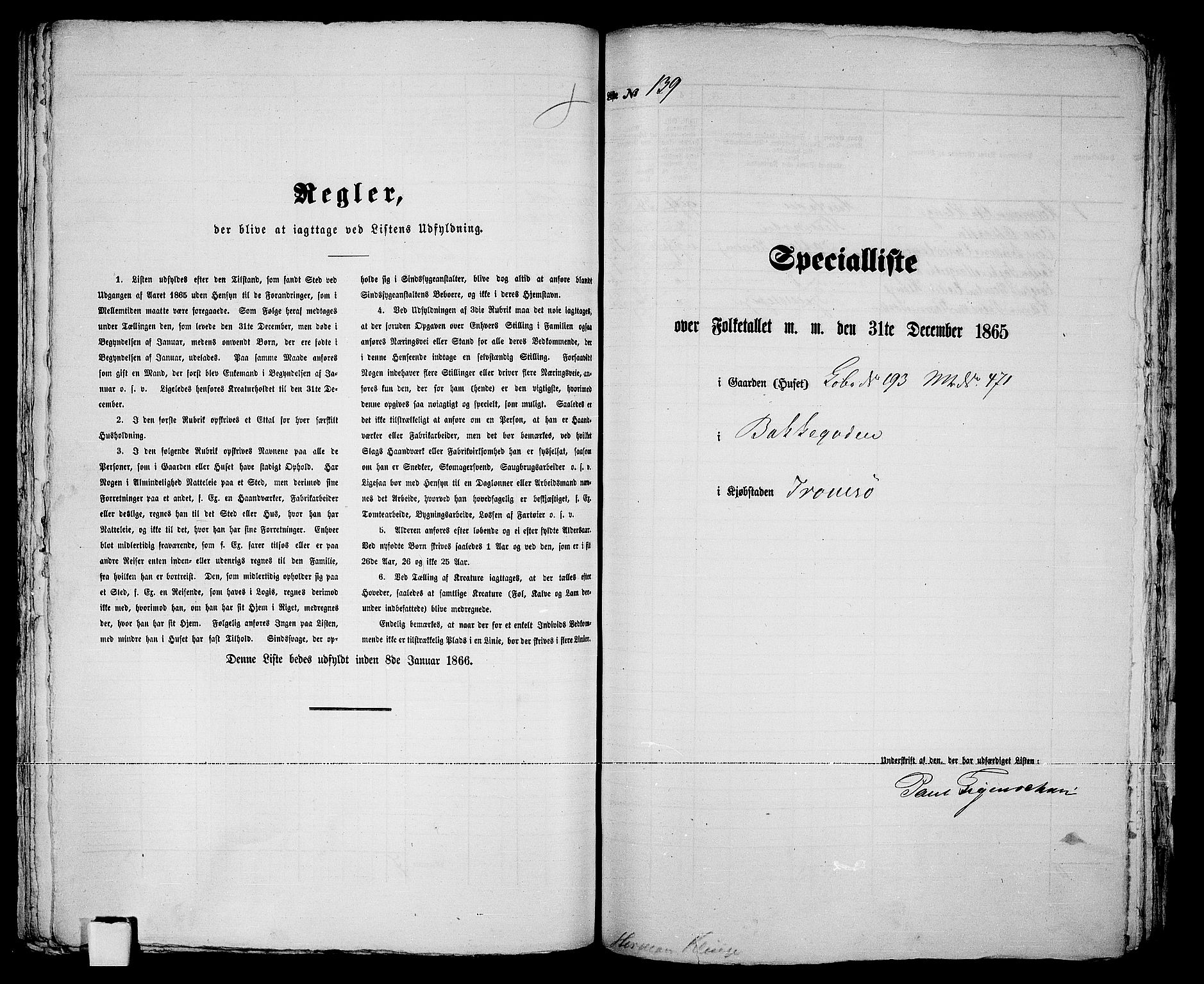 RA, 1865 census for Tromsø, 1865, p. 291