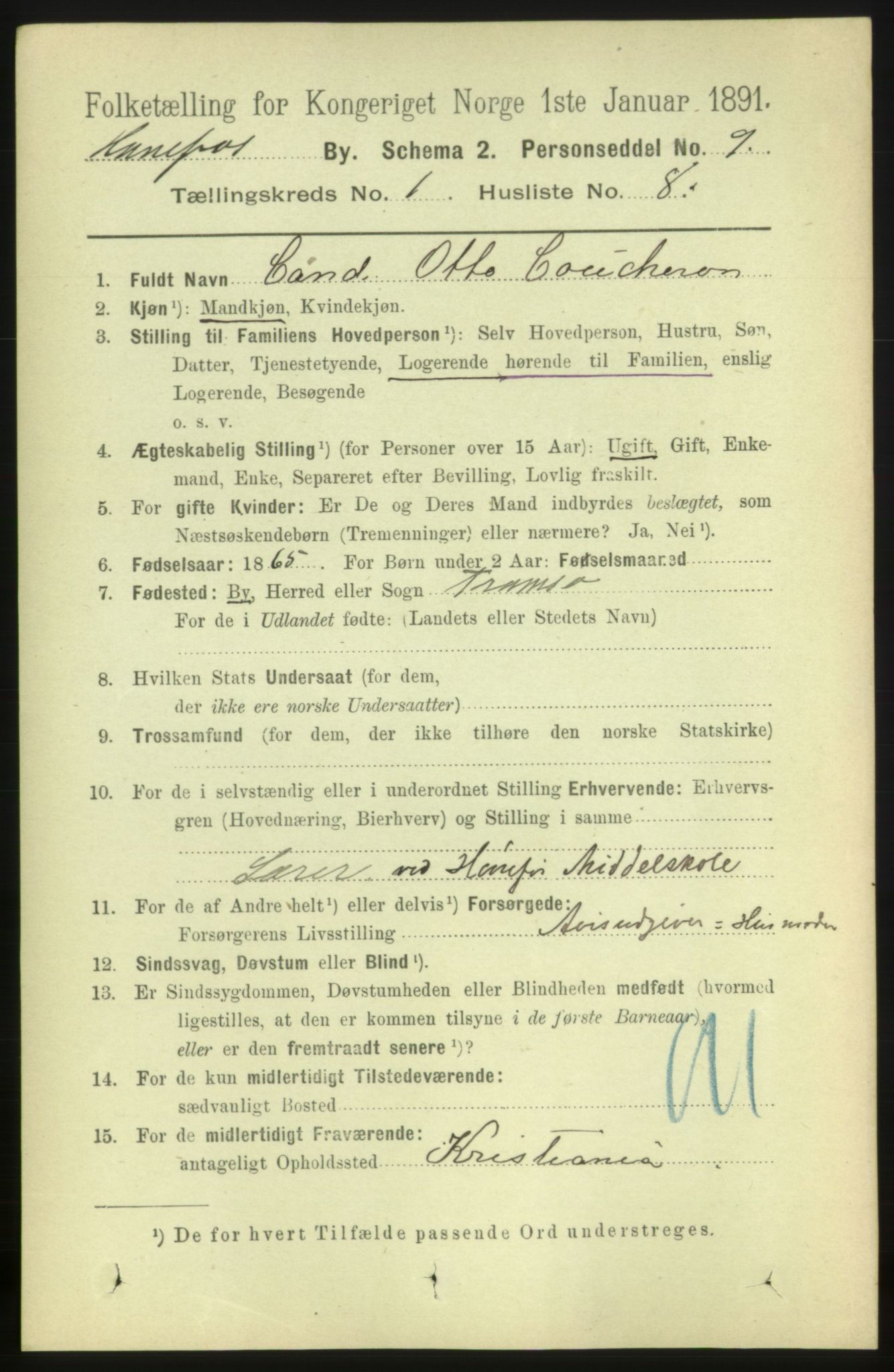 RA, 1891 census for 0601 Hønefoss, 1891, p. 493