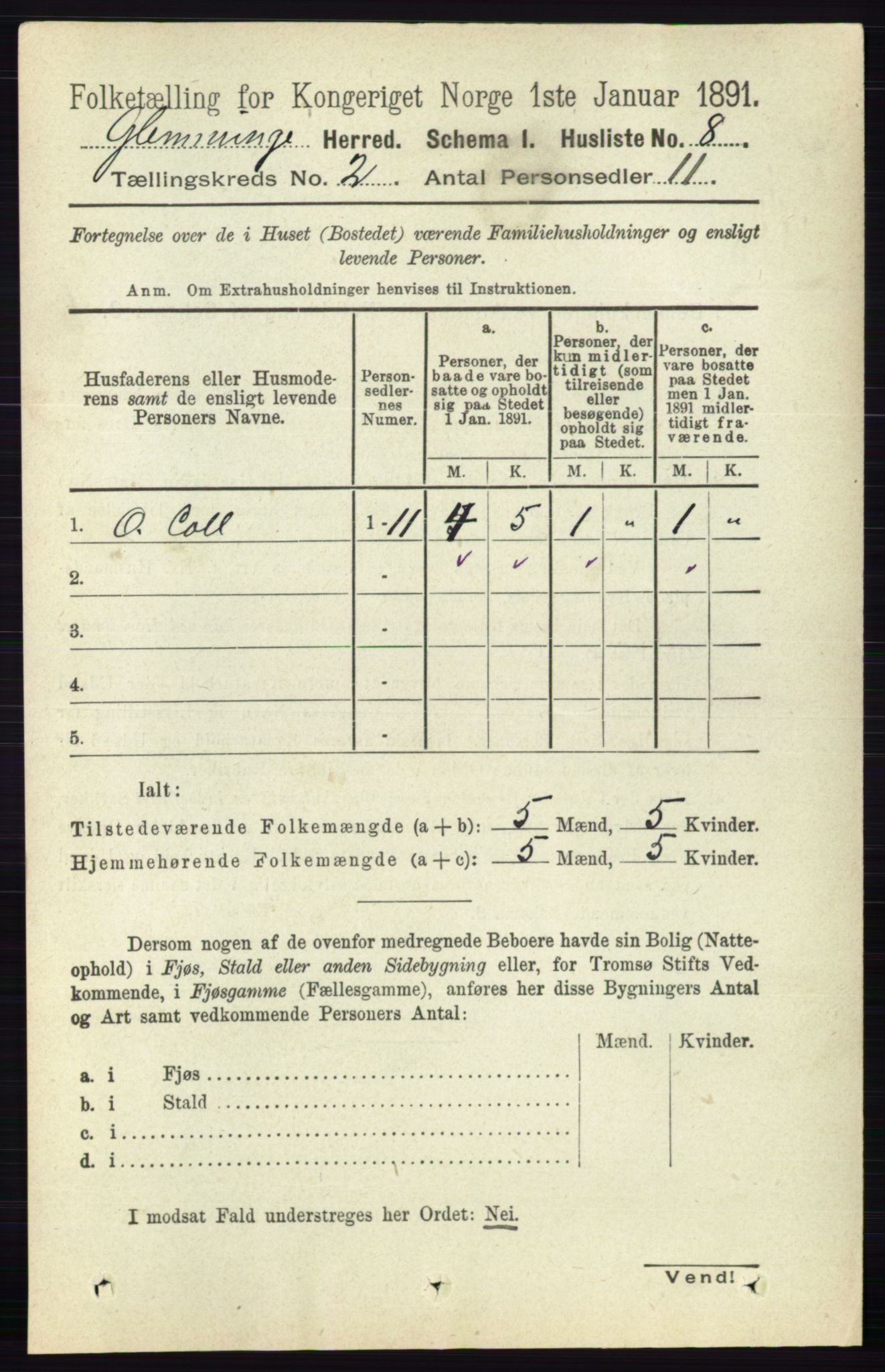 RA, 1891 census for 0132 Glemmen, 1891, p. 410
