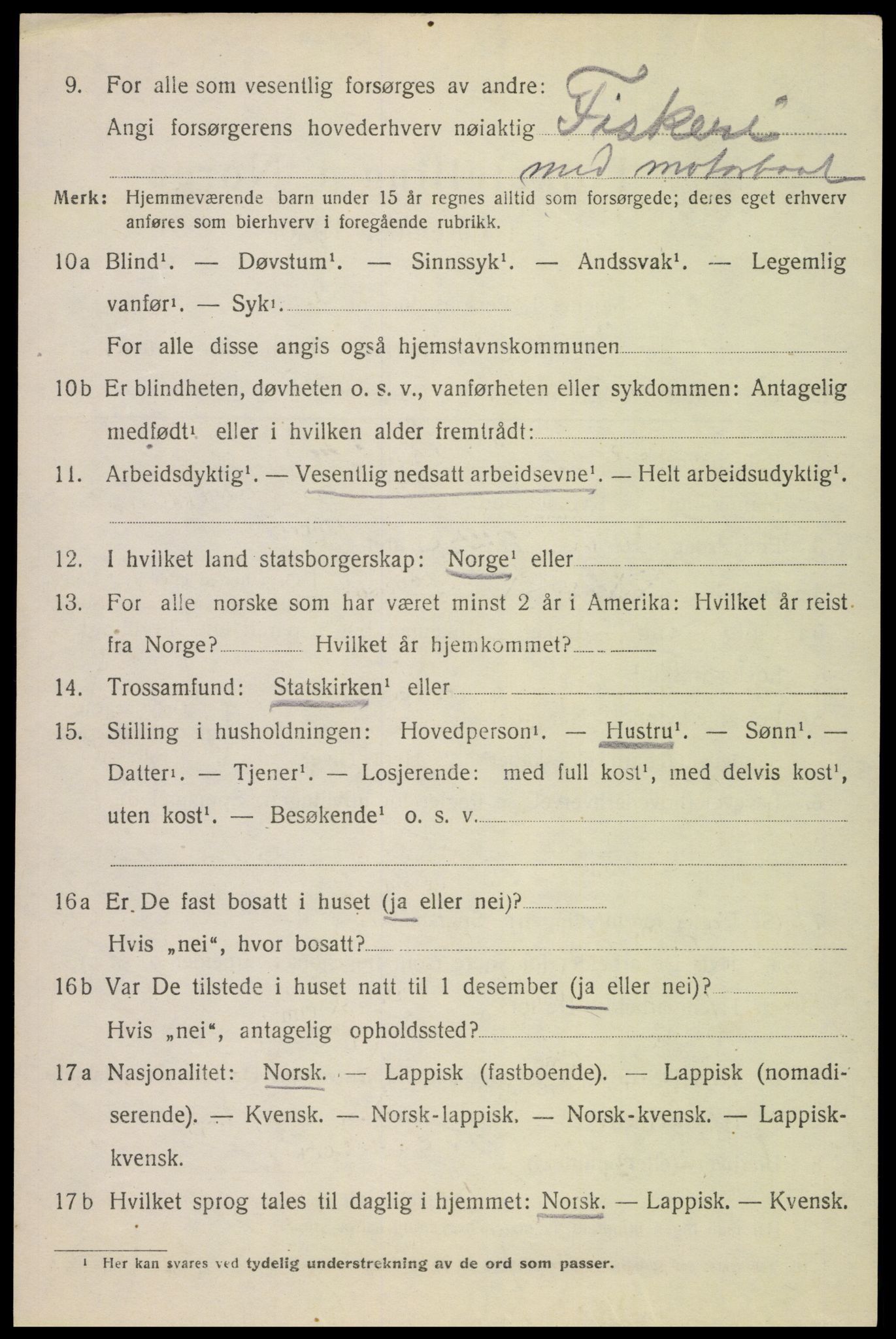 SAT, 1920 census for Hadsel, 1920, p. 20499