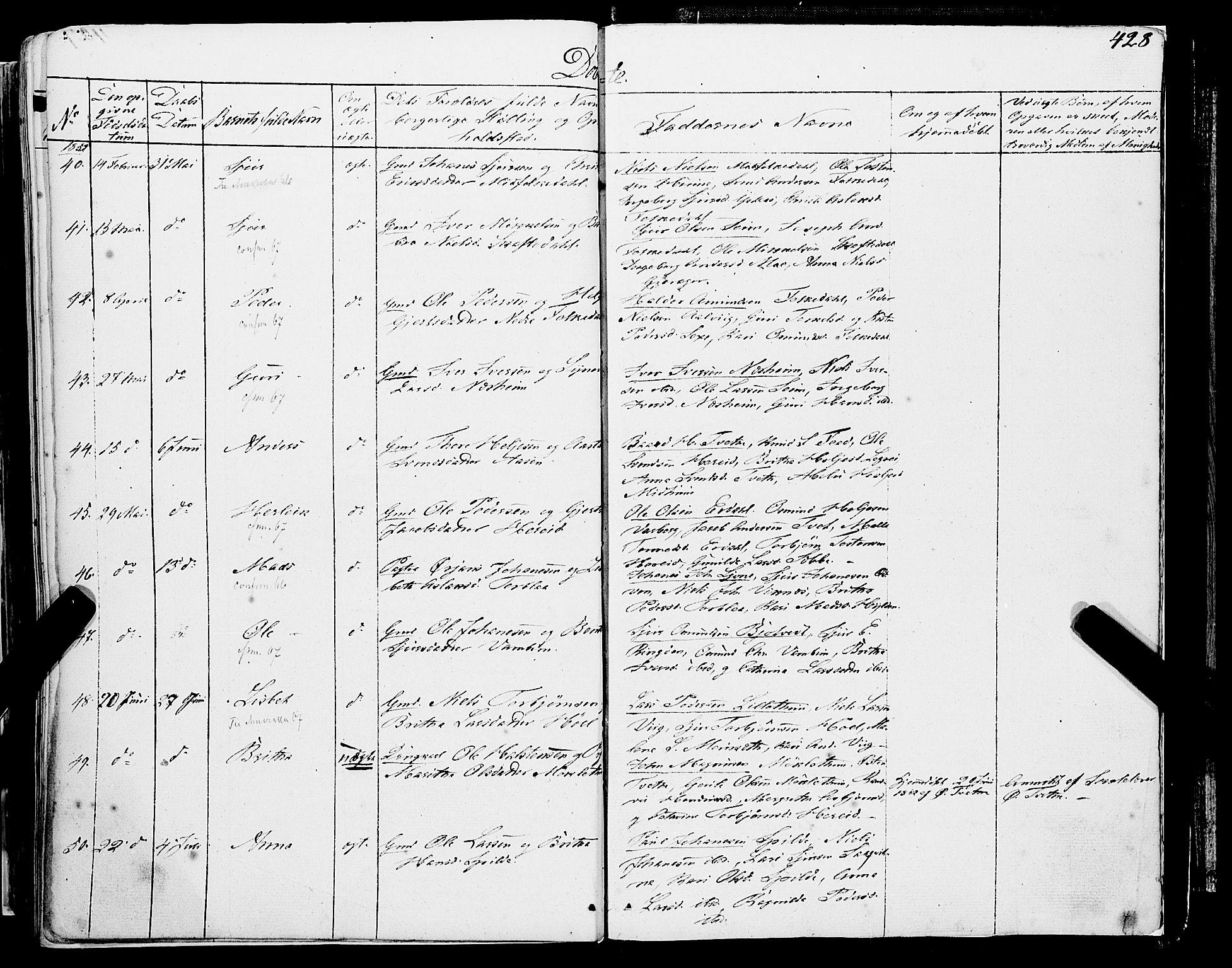 Ulvik sokneprestembete, SAB/A-78801/H/Haa: Parish register (official) no. A 12, 1839-1853, p. 428