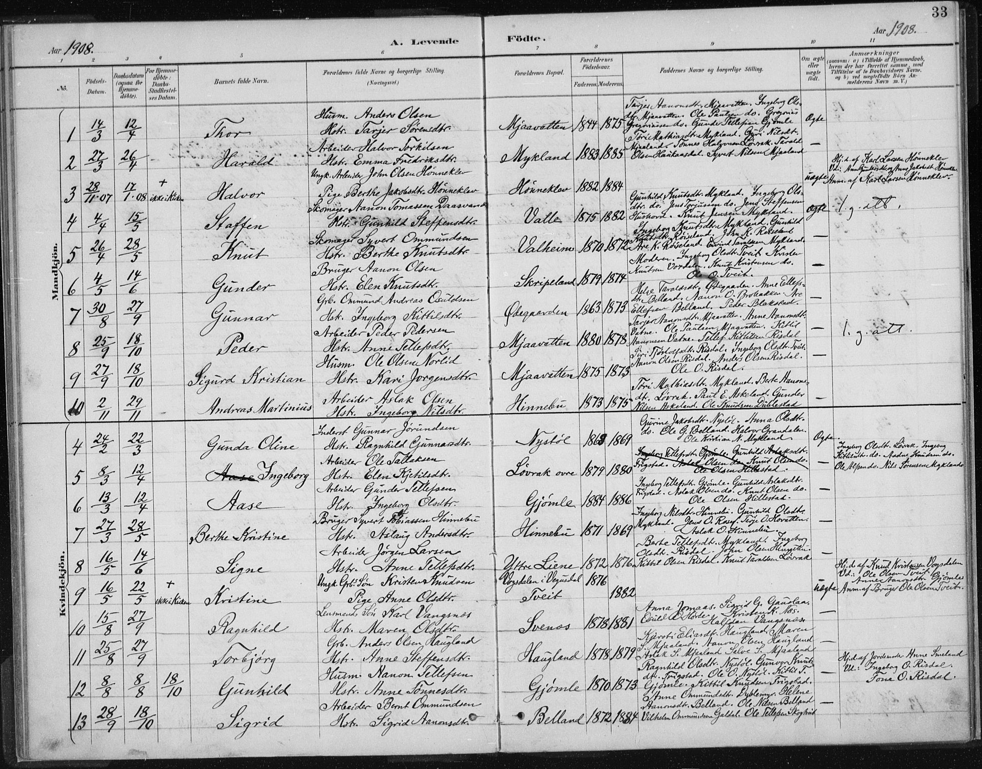Herefoss sokneprestkontor, SAK/1111-0019/F/Fa/Fac/L0002: Parish register (official) no. A 2, 1887-1915, p. 33