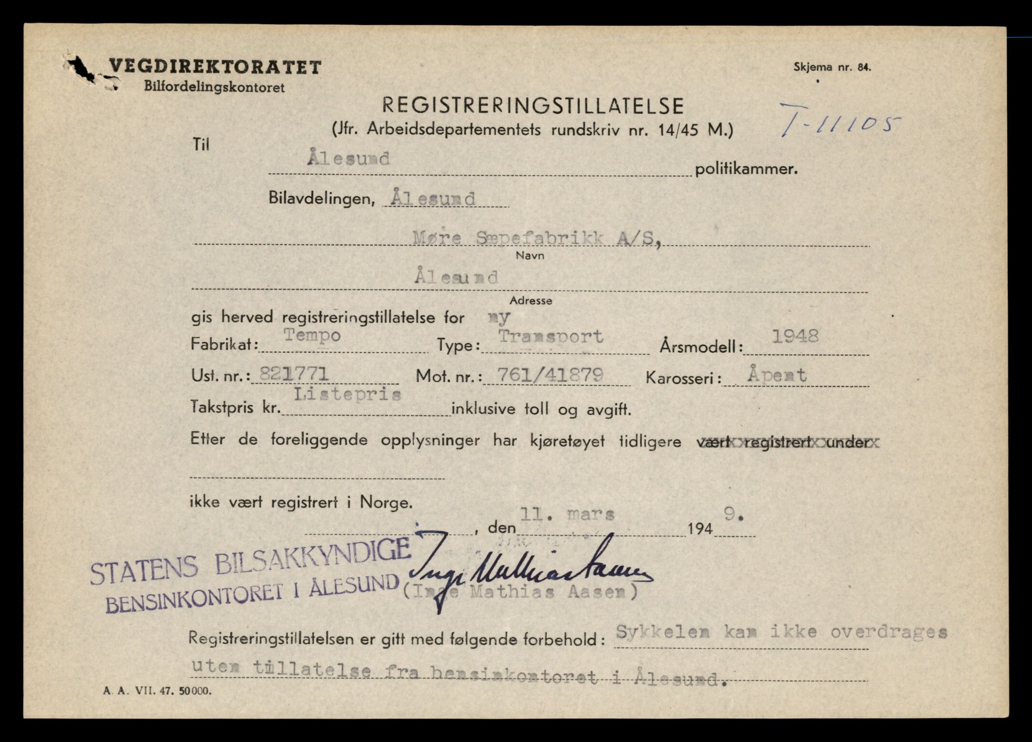Møre og Romsdal vegkontor - Ålesund trafikkstasjon, AV/SAT-A-4099/F/Fe/L0029: Registreringskort for kjøretøy T 11430 - T 11619, 1927-1998, p. 1505