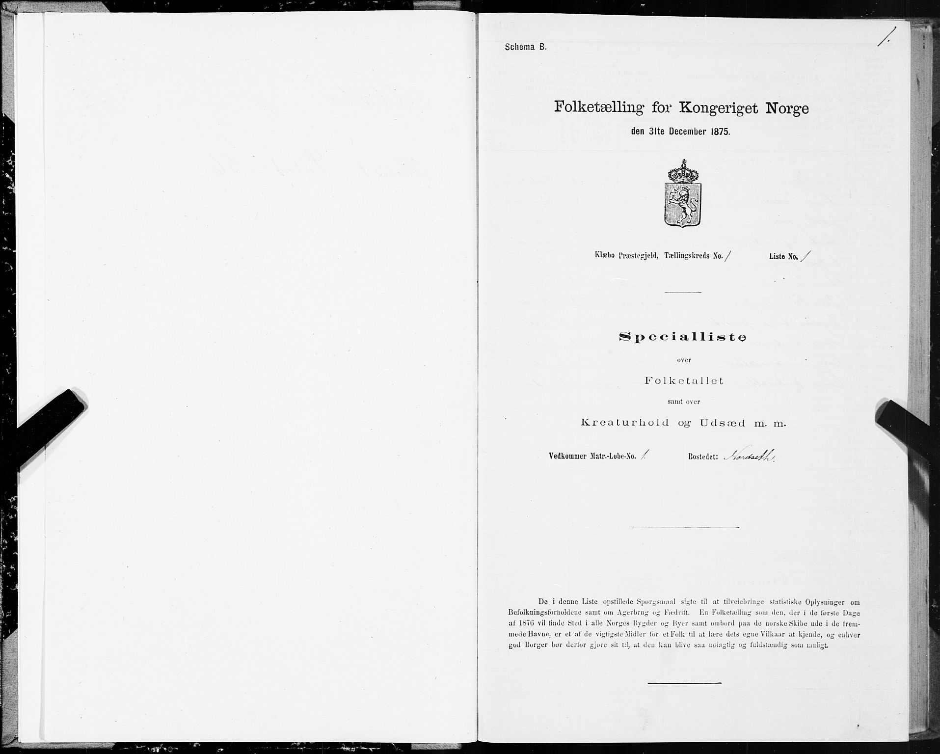 SAT, 1875 census for 1662P Klæbu, 1875, p. 1001