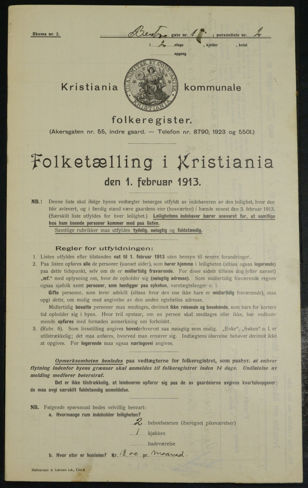 OBA, Municipal Census 1913 for Kristiania, 1913, p. 3357