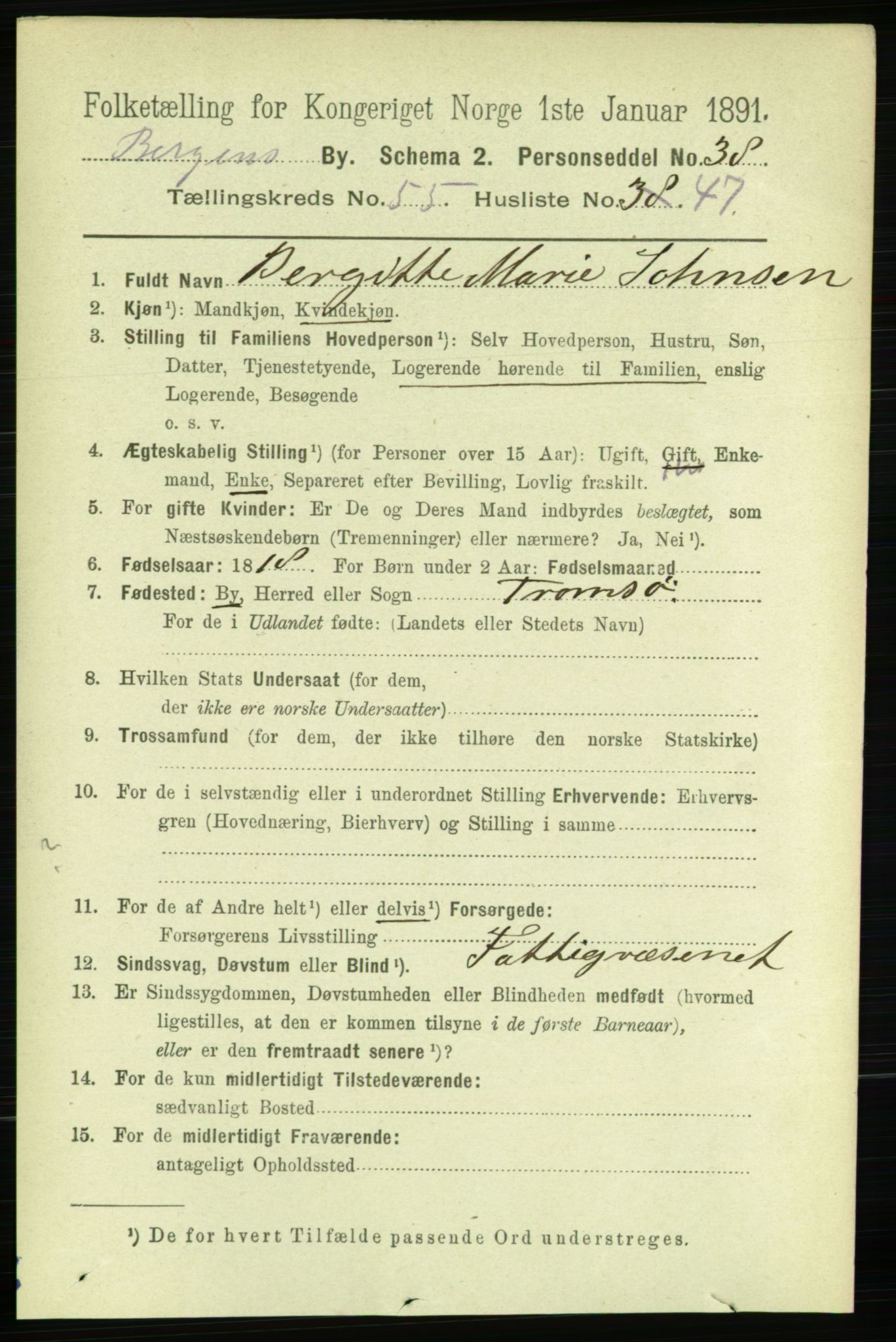 RA, 1891 Census for 1301 Bergen, 1891, p. 64410