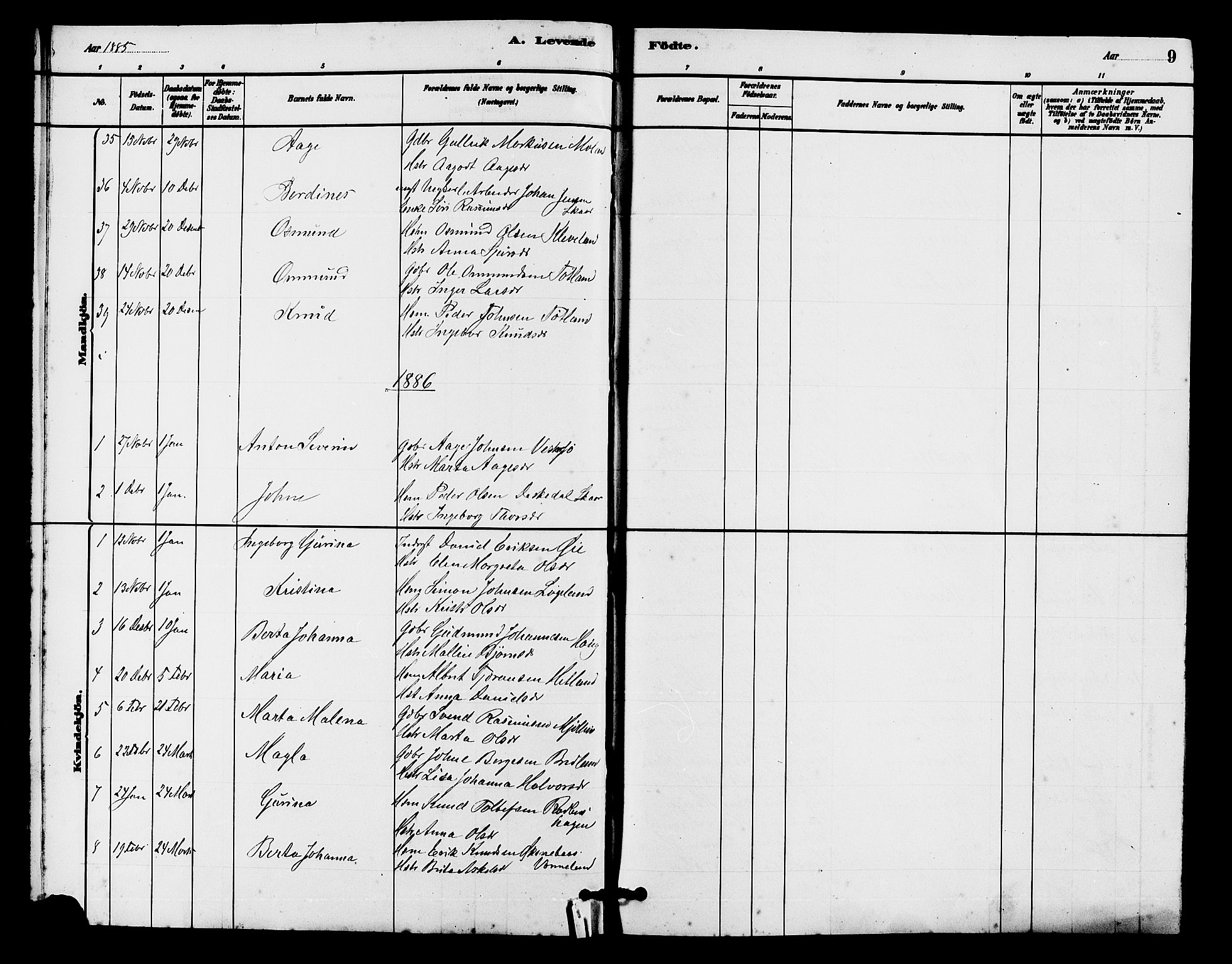 Hjelmeland sokneprestkontor, AV/SAST-A-101843/01/V/L0007: Parish register (copy) no. B 7, 1880-1909, p. 9