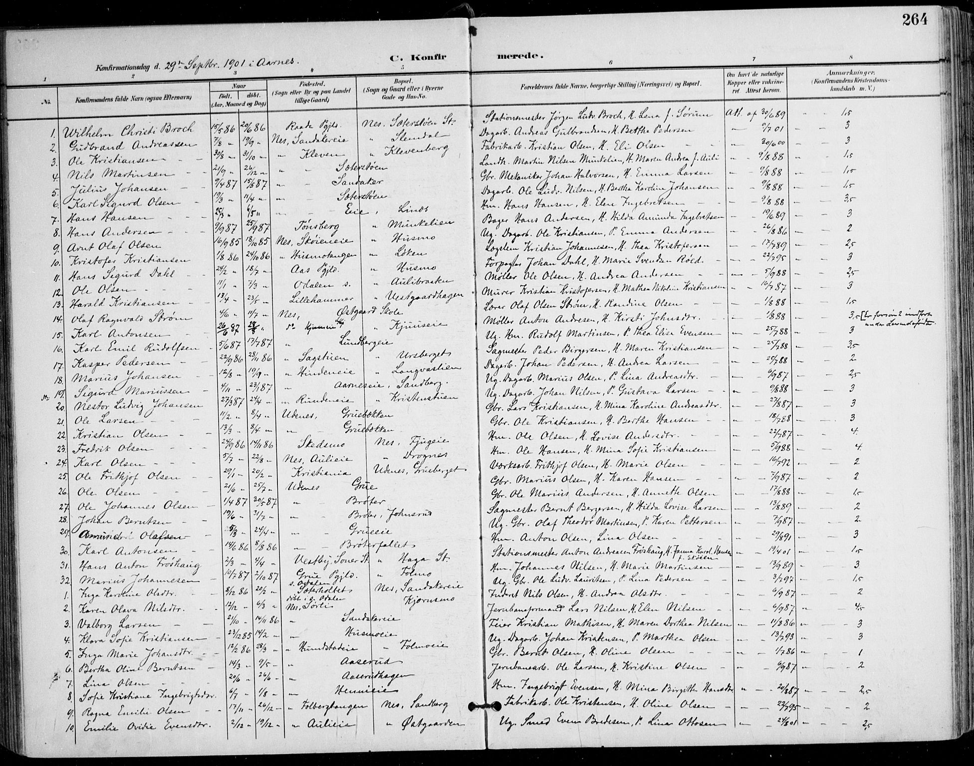 Nes prestekontor Kirkebøker, AV/SAO-A-10410/F/Fa/L0011: Parish register (official) no. I 11, 1899-1918, p. 264