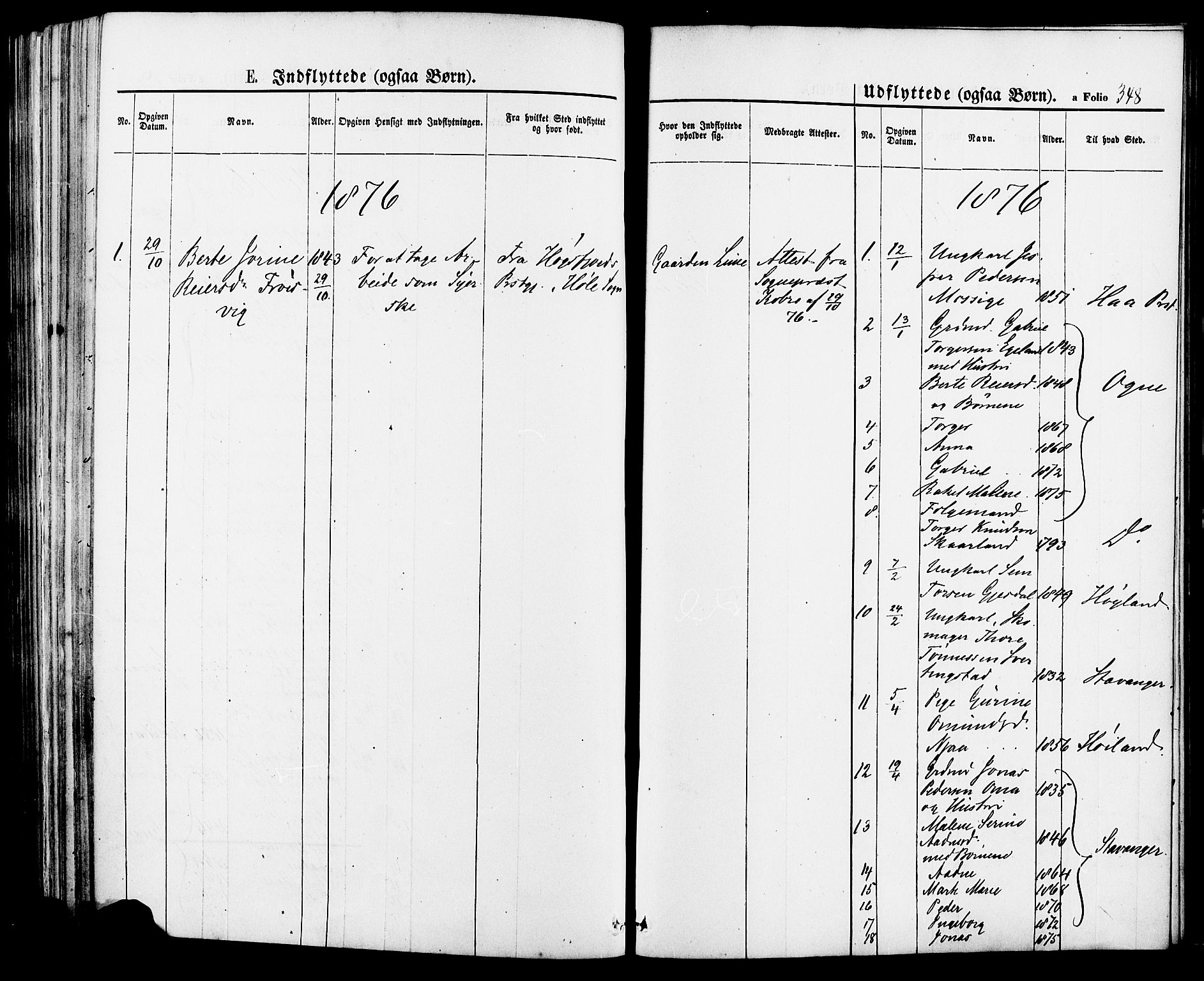 Lye sokneprestkontor, SAST/A-101794/001/30BA/L0008: Parish register (official) no. A 7, 1872-1881, p. 348