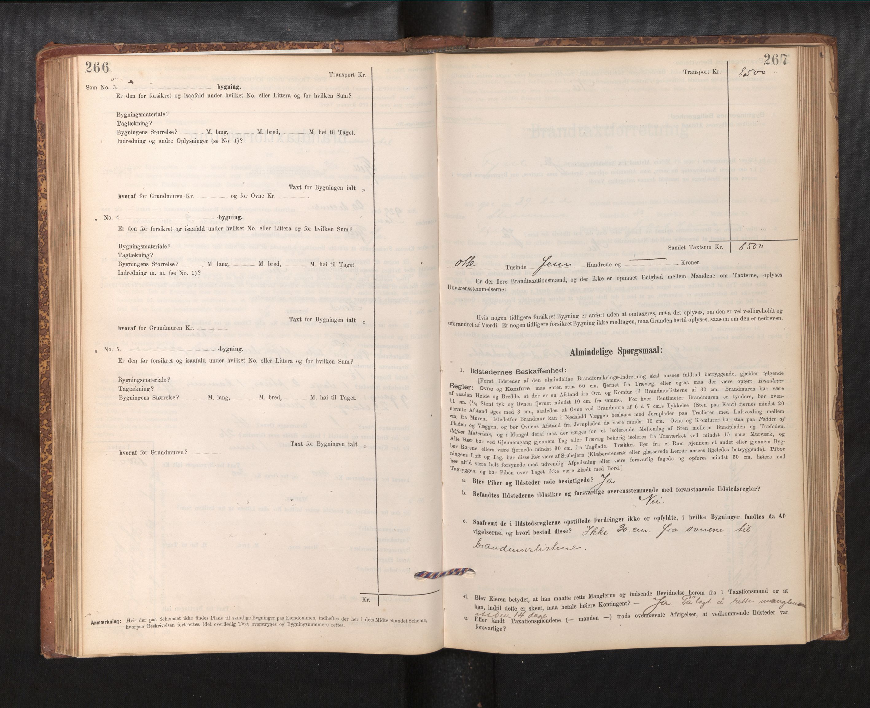 Lensmannen i Fjell, AV/SAB-A-32301/0012/L0005: Branntakstprotokoll, skjematakst, 1895-1931, p. 266-267