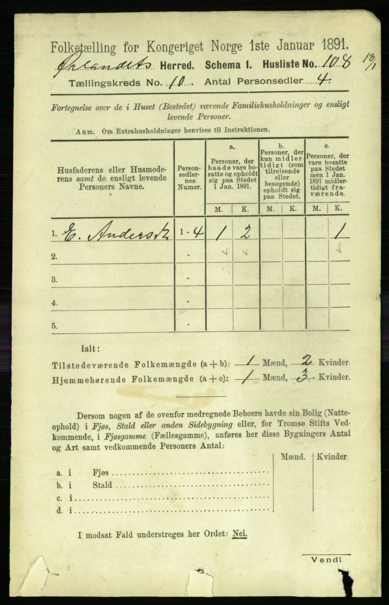 RA, 1891 census for 1621 Ørland, 1891, p. 4210