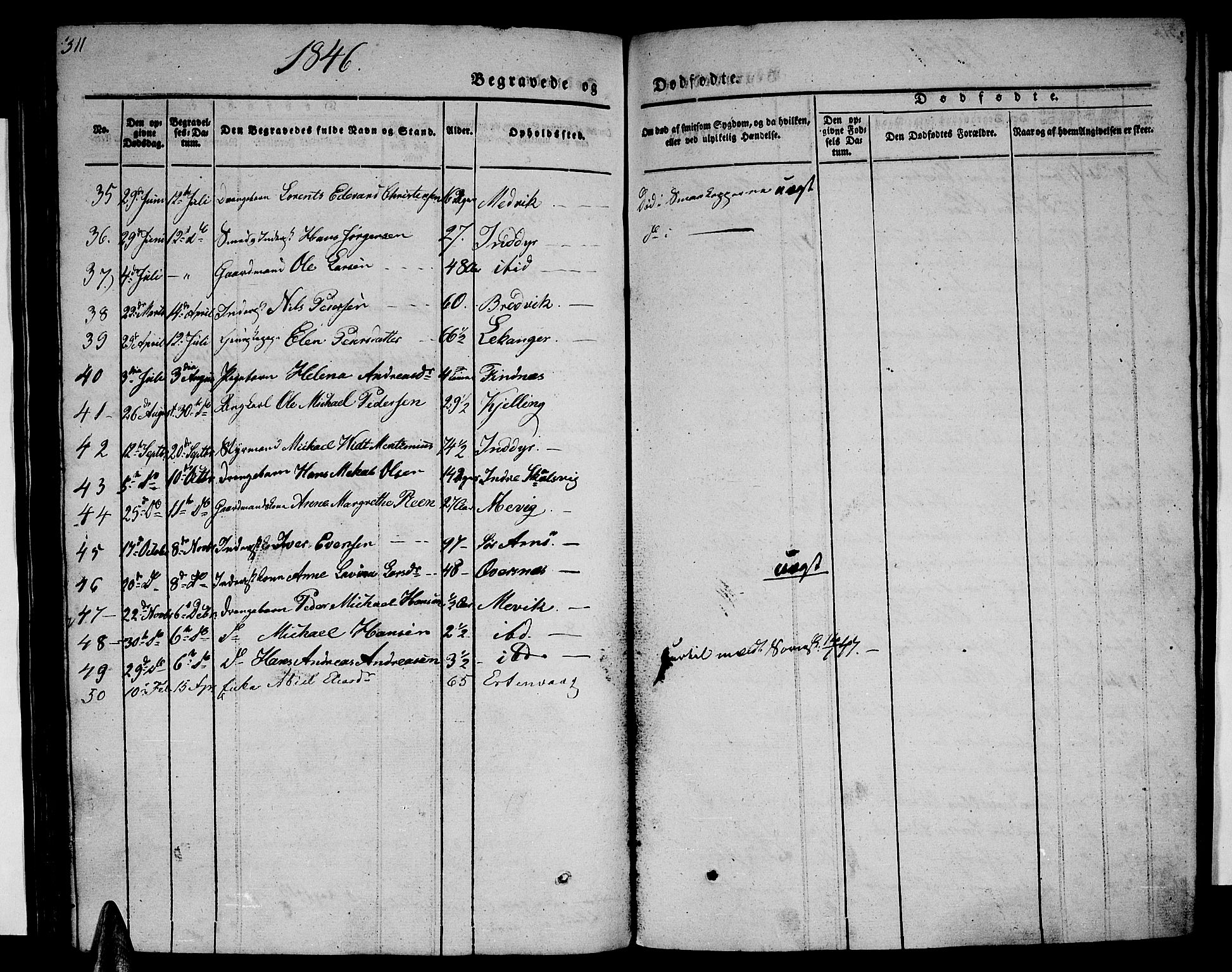 Ministerialprotokoller, klokkerbøker og fødselsregistre - Nordland, SAT/A-1459/805/L0106: Parish register (copy) no. 805C02, 1841-1861, p. 311