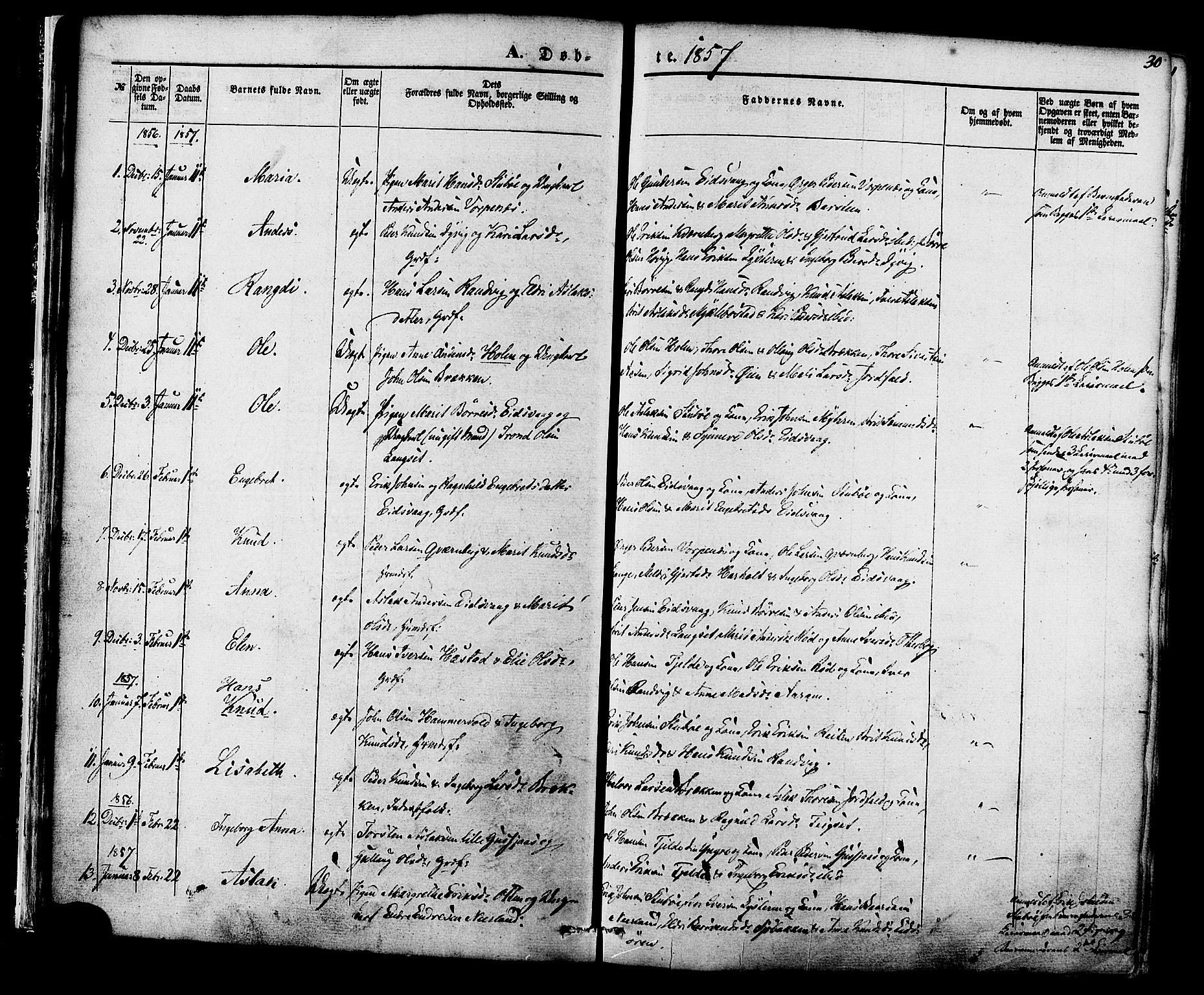 Ministerialprotokoller, klokkerbøker og fødselsregistre - Møre og Romsdal, AV/SAT-A-1454/551/L0625: Parish register (official) no. 551A05, 1846-1879, p. 30