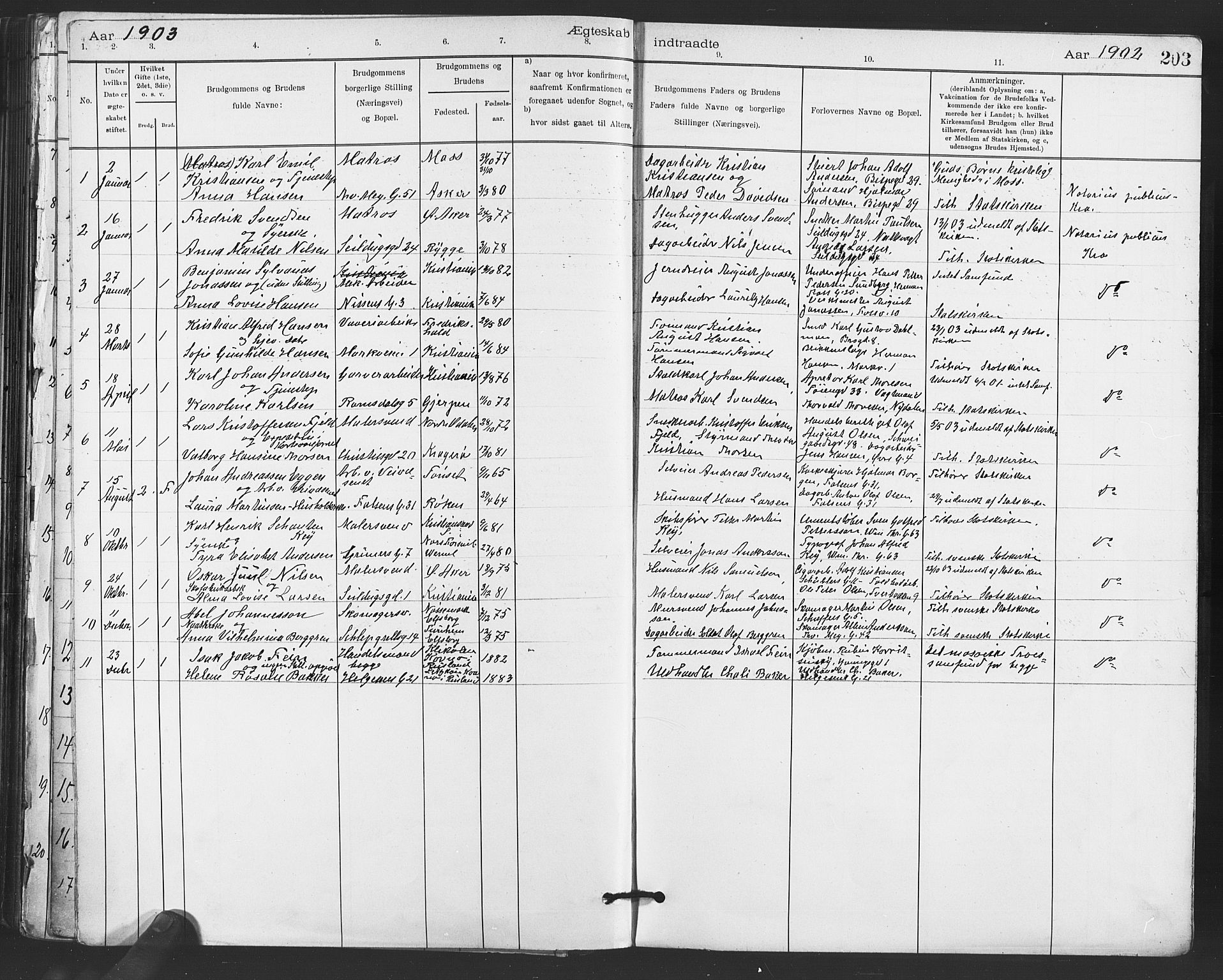 Paulus prestekontor Kirkebøker, AV/SAO-A-10871/F/Fa/L0012: Parish register (official) no. 12, 1897-1908, p. 203