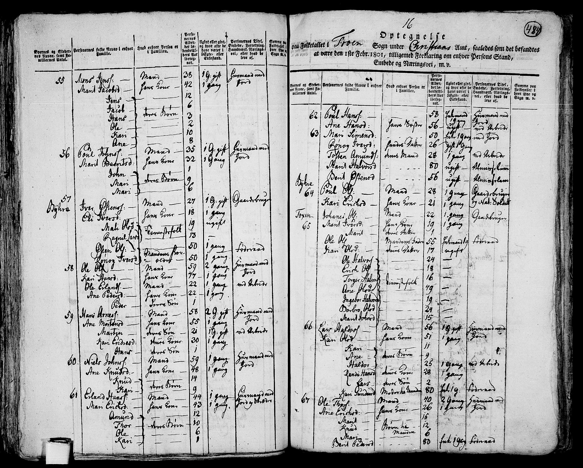 RA, 1801 census for 0518P Fron, 1801, p. 483b-484a