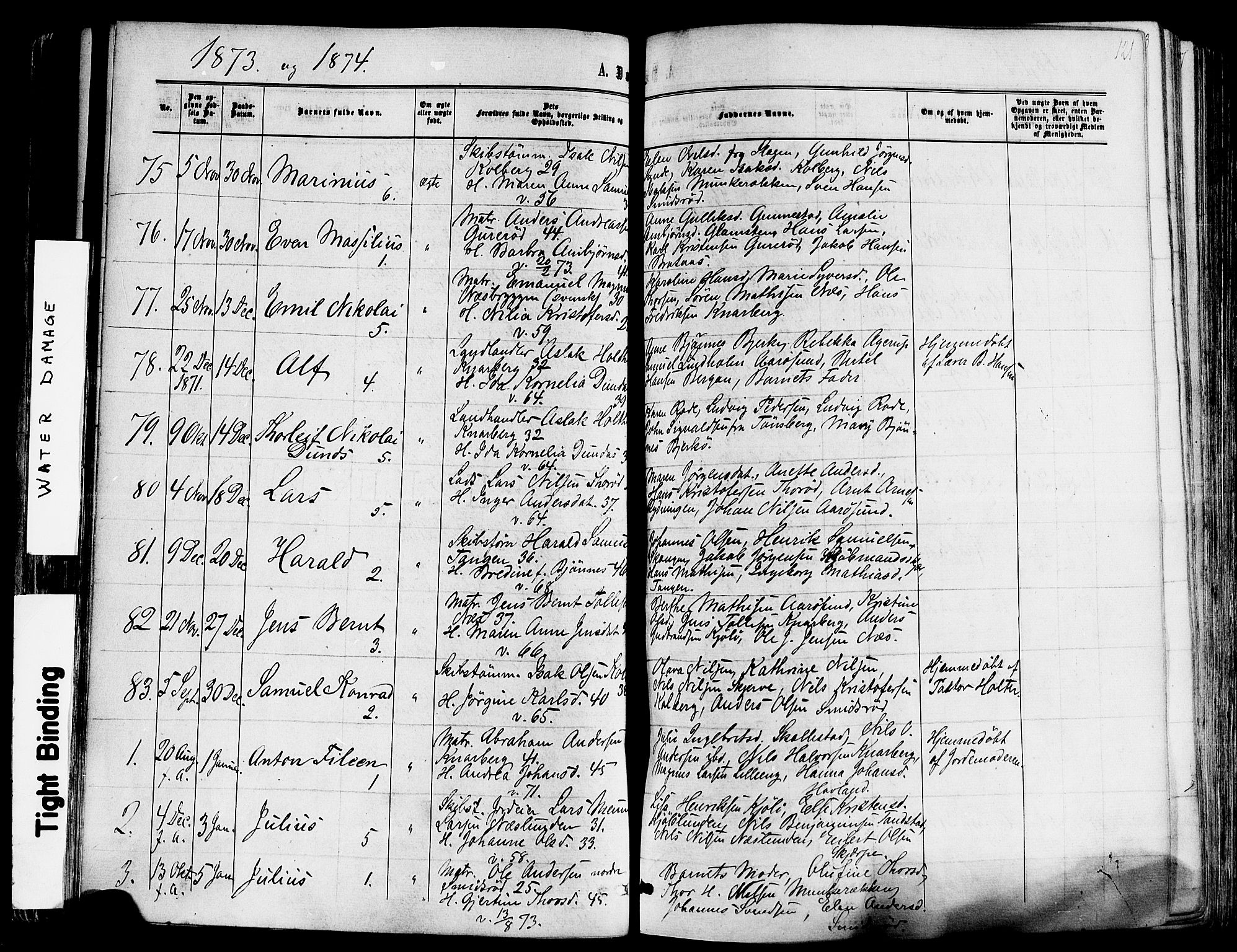 Nøtterøy kirkebøker, SAKO/A-354/F/Fa/L0007: Parish register (official) no. I 7, 1865-1877, p. 121