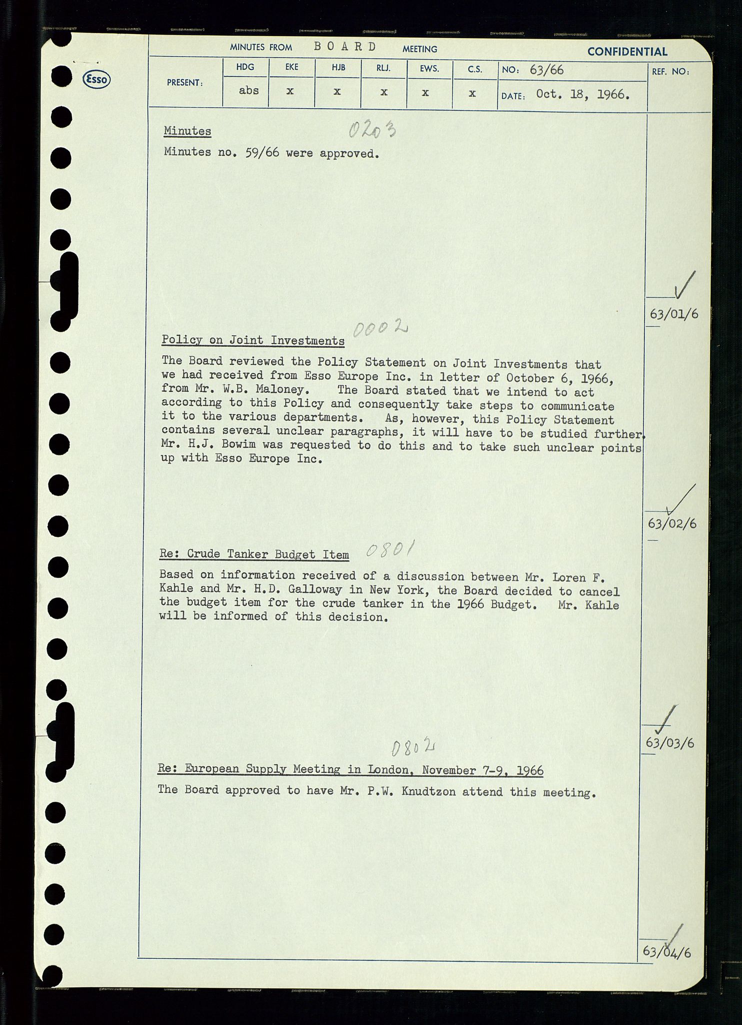 Pa 0982 - Esso Norge A/S, AV/SAST-A-100448/A/Aa/L0002/0002: Den administrerende direksjon Board minutes (styrereferater) / Den administrerende direksjon Board minutes (styrereferater), 1966, p. 132