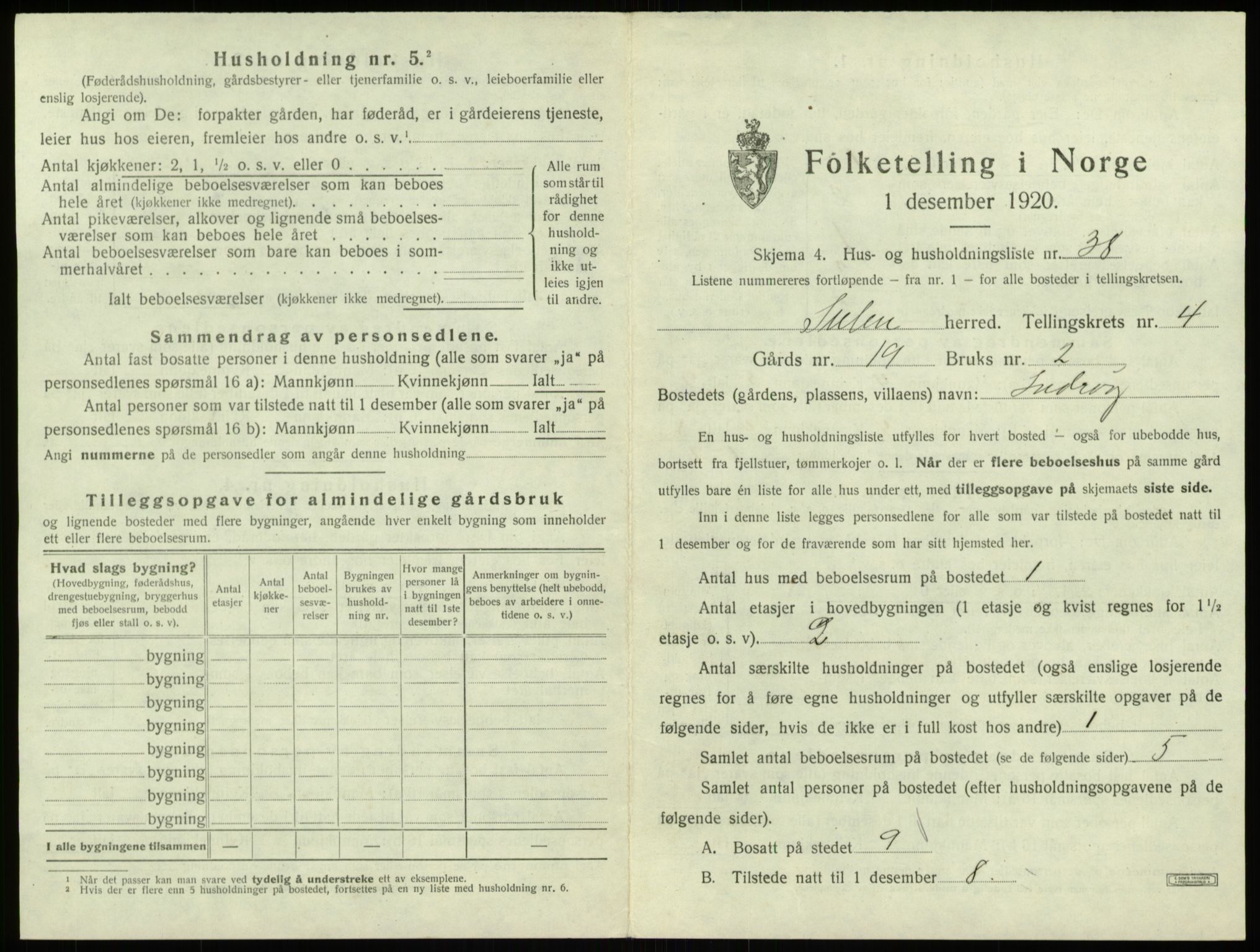 SAB, 1920 census for Solund, 1920, p. 298