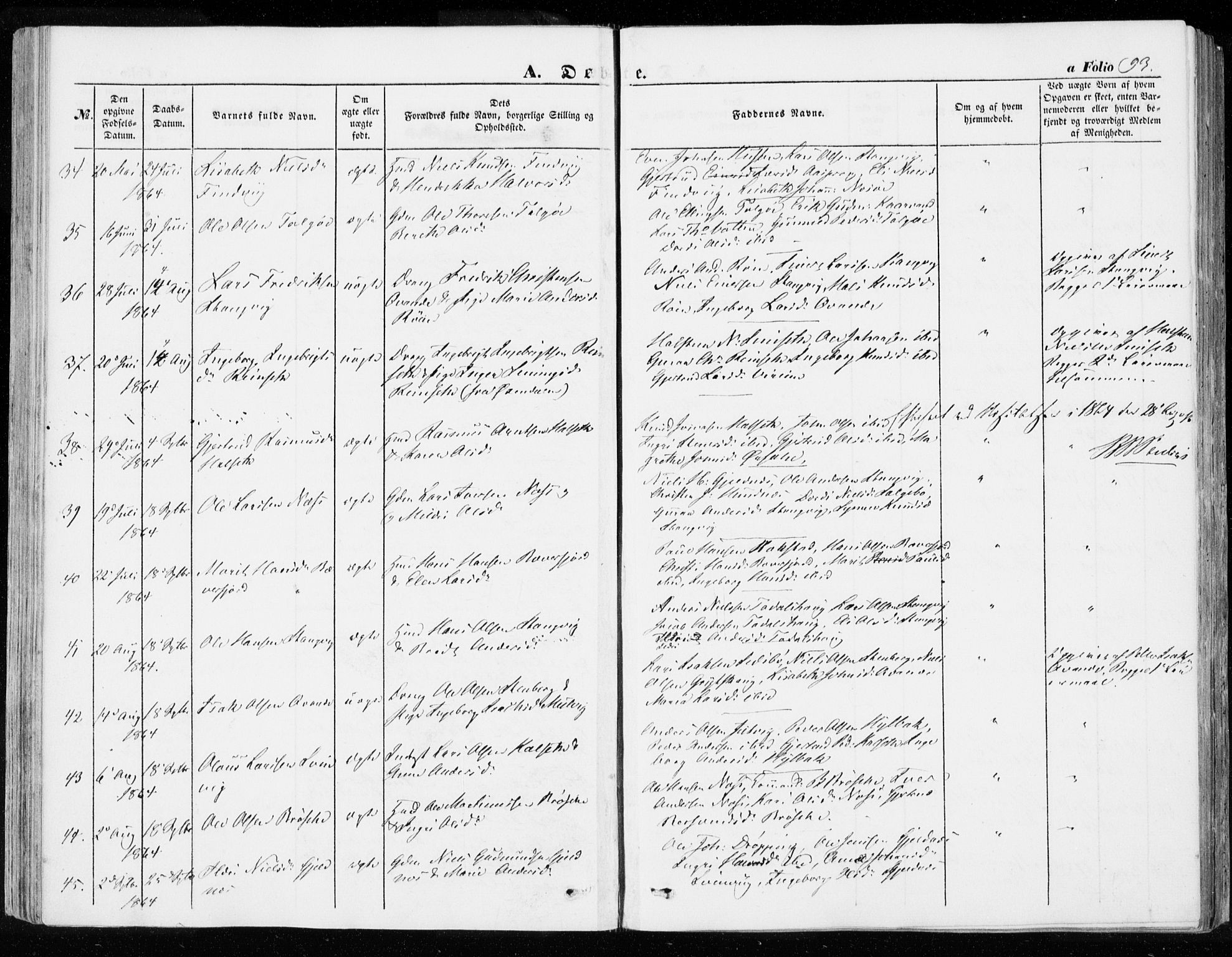 Ministerialprotokoller, klokkerbøker og fødselsregistre - Møre og Romsdal, AV/SAT-A-1454/592/L1026: Parish register (official) no. 592A04, 1849-1867, p. 93