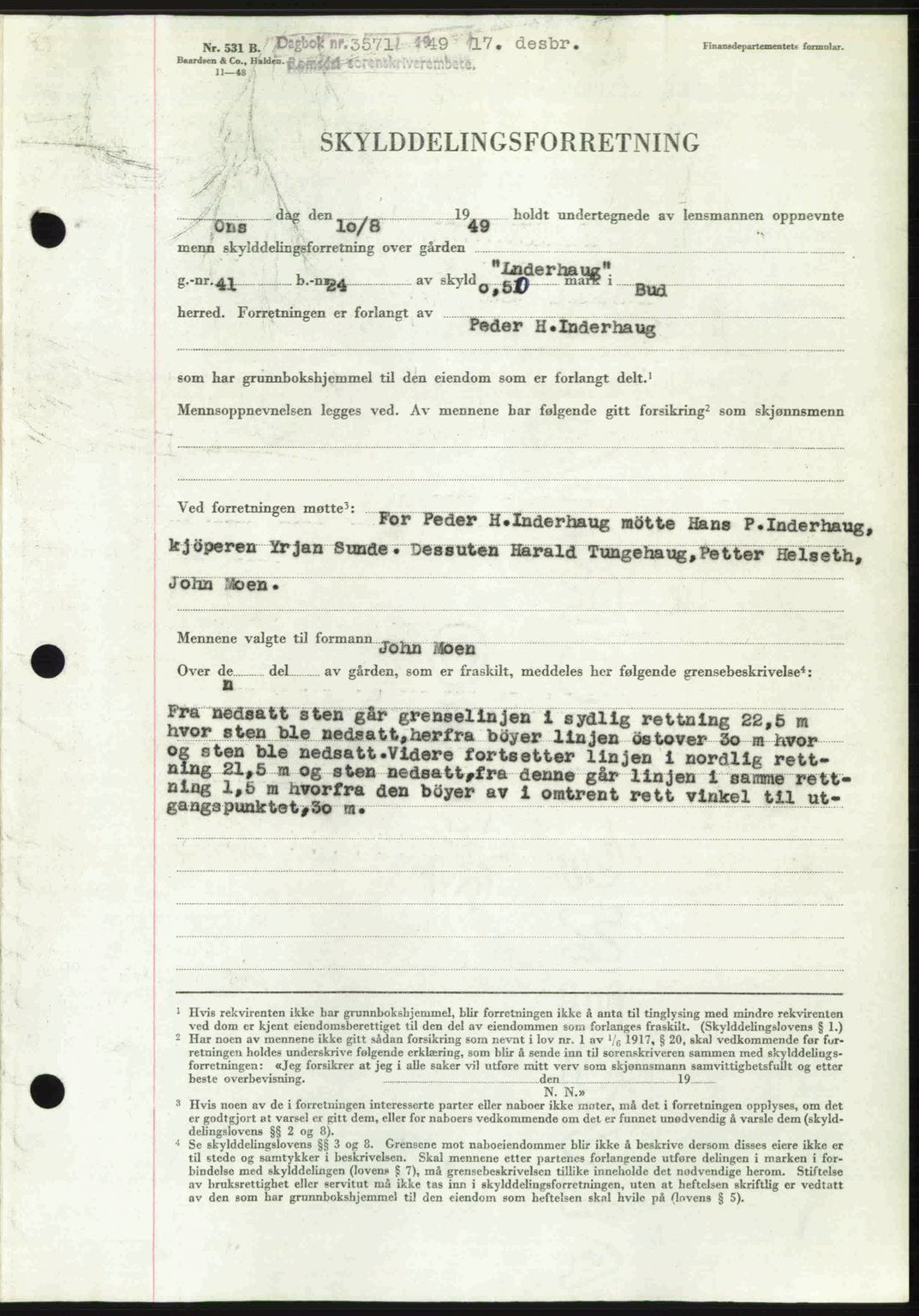 Romsdal sorenskriveri, AV/SAT-A-4149/1/2/2C: Mortgage book no. A31, 1949-1949, Diary no: : 3571/1949