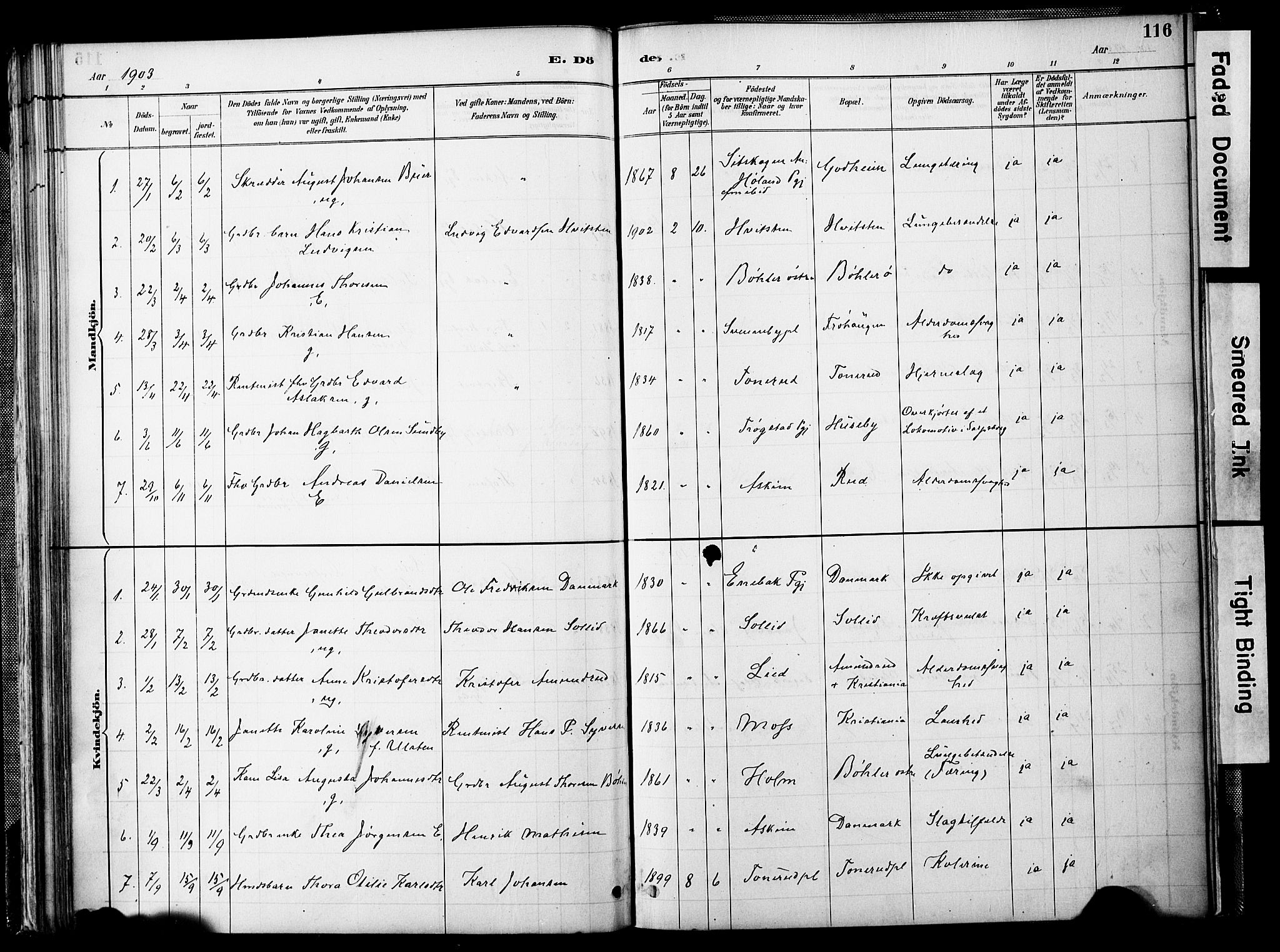 Spydeberg prestekontor Kirkebøker, SAO/A-10924/F/Fb/L0001: Parish register (official) no. II 1, 1886-1907, p. 116