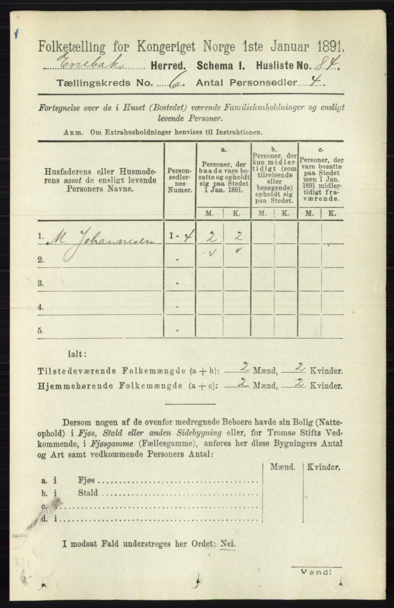 RA, 1891 census for 0229 Enebakk, 1891, p. 2879