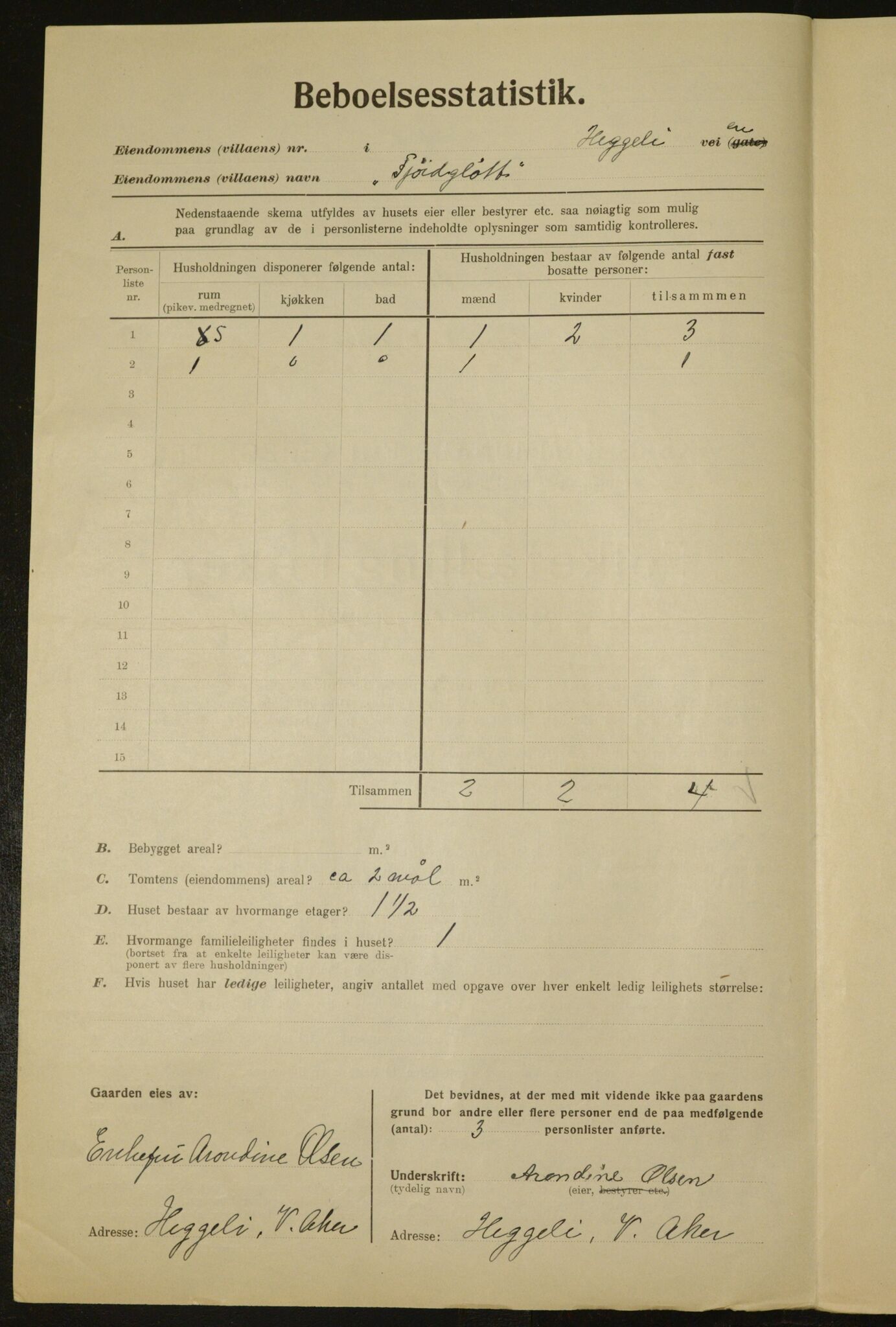 , Municipal Census 1923 for Aker, 1923, p. 2342