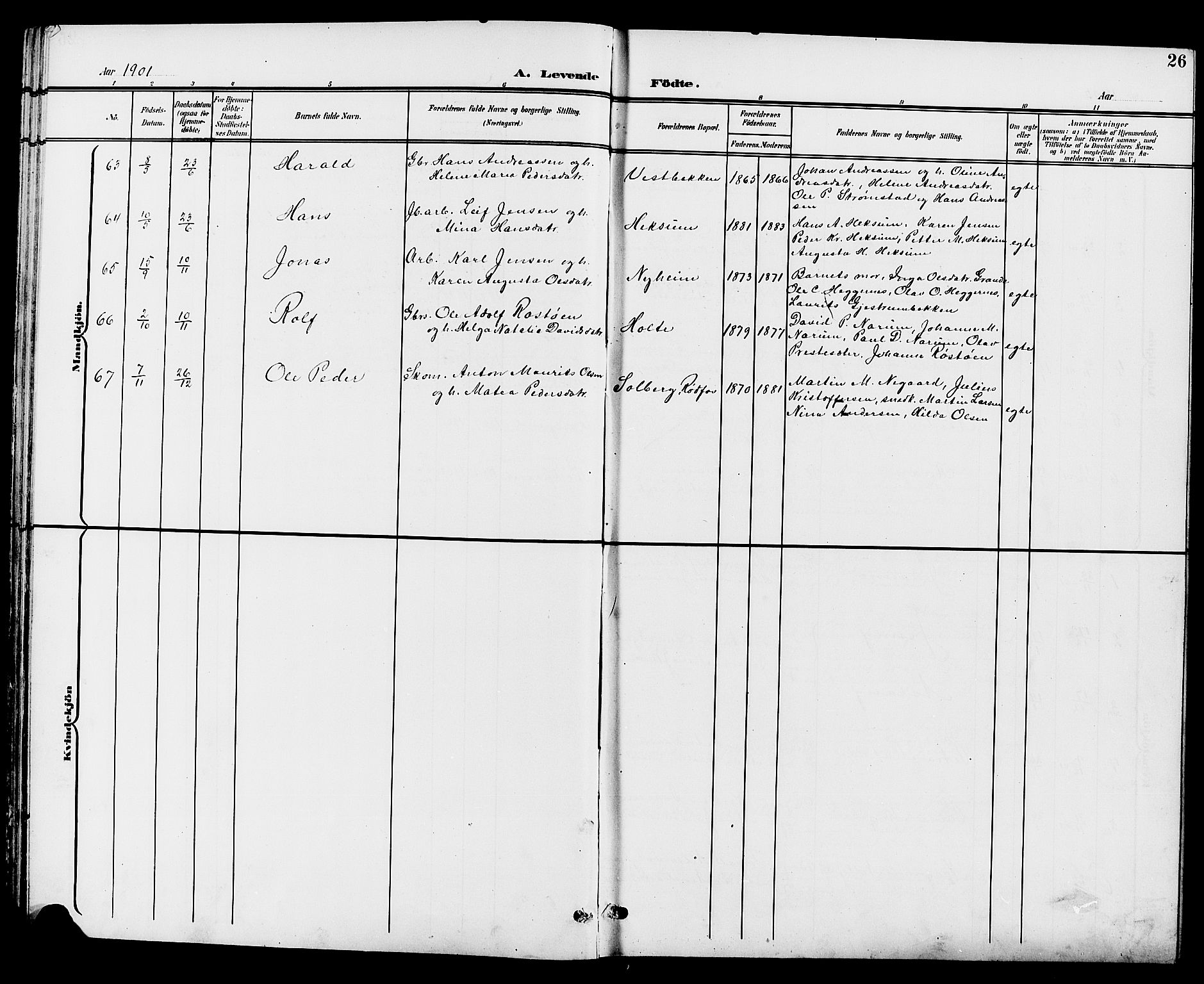Vestre Toten prestekontor, SAH/PREST-108/H/Ha/Hab/L0010: Parish register (copy) no. 10, 1900-1912, p. 26