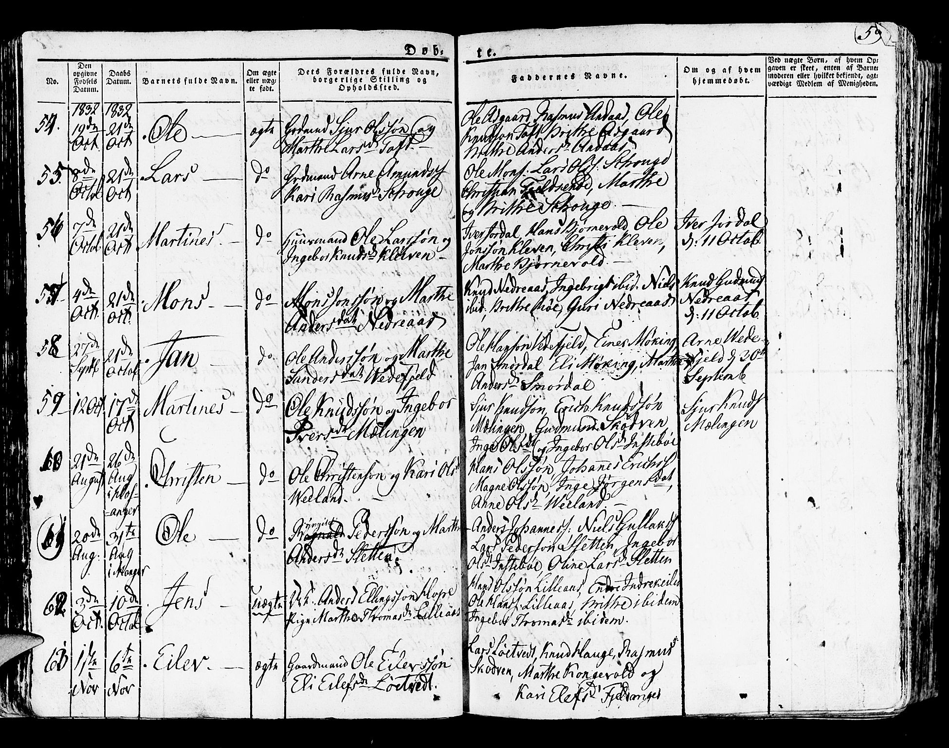 Lindås Sokneprestembete, AV/SAB-A-76701/H/Haa/Haaa/L0008: Parish register (official) no. A 8, 1823-1836, p. 59