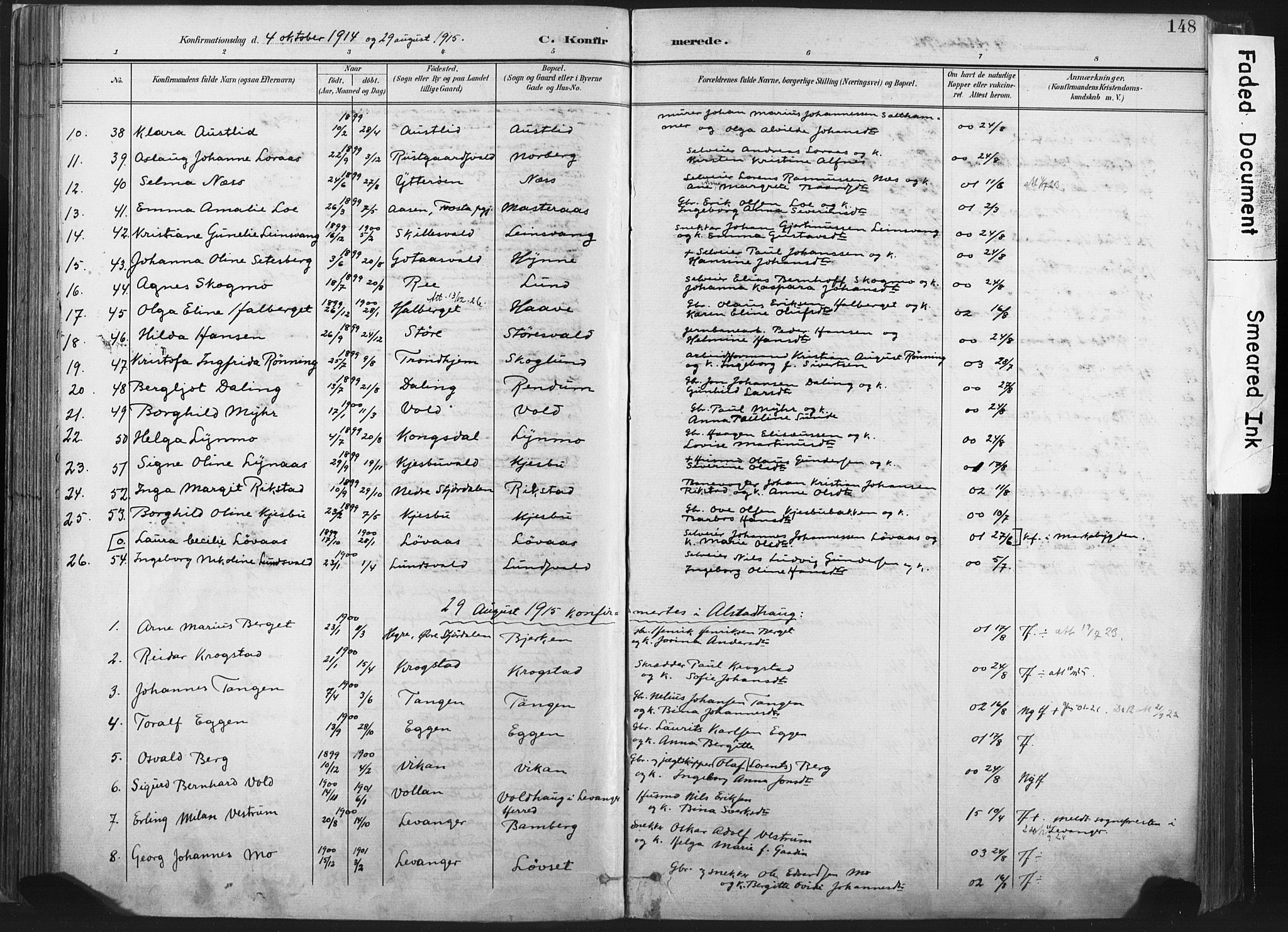 Ministerialprotokoller, klokkerbøker og fødselsregistre - Nord-Trøndelag, SAT/A-1458/717/L0162: Parish register (official) no. 717A12, 1898-1923, p. 148