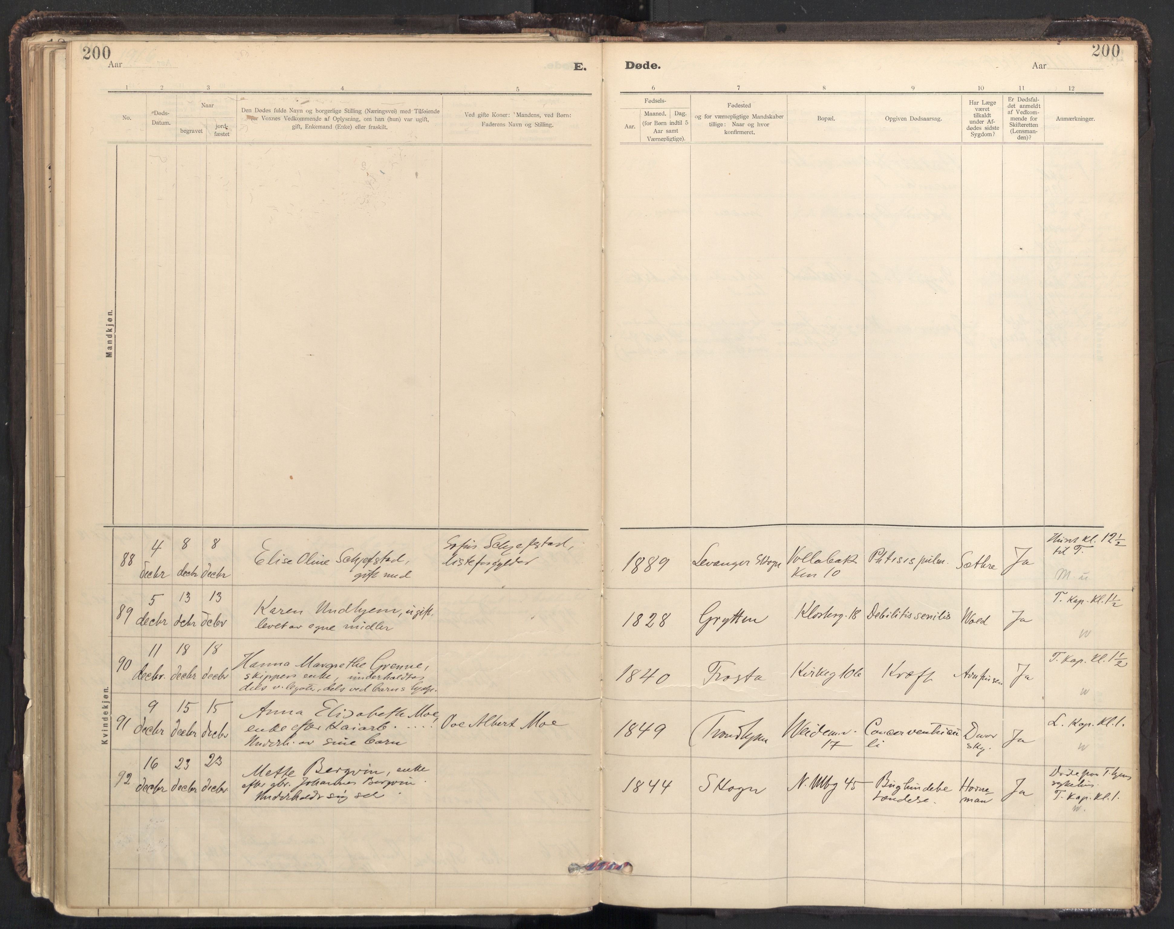 Ministerialprotokoller, klokkerbøker og fødselsregistre - Sør-Trøndelag, AV/SAT-A-1456/604/L0204: Parish register (official) no. 604A24, 1911-1920, p. 200