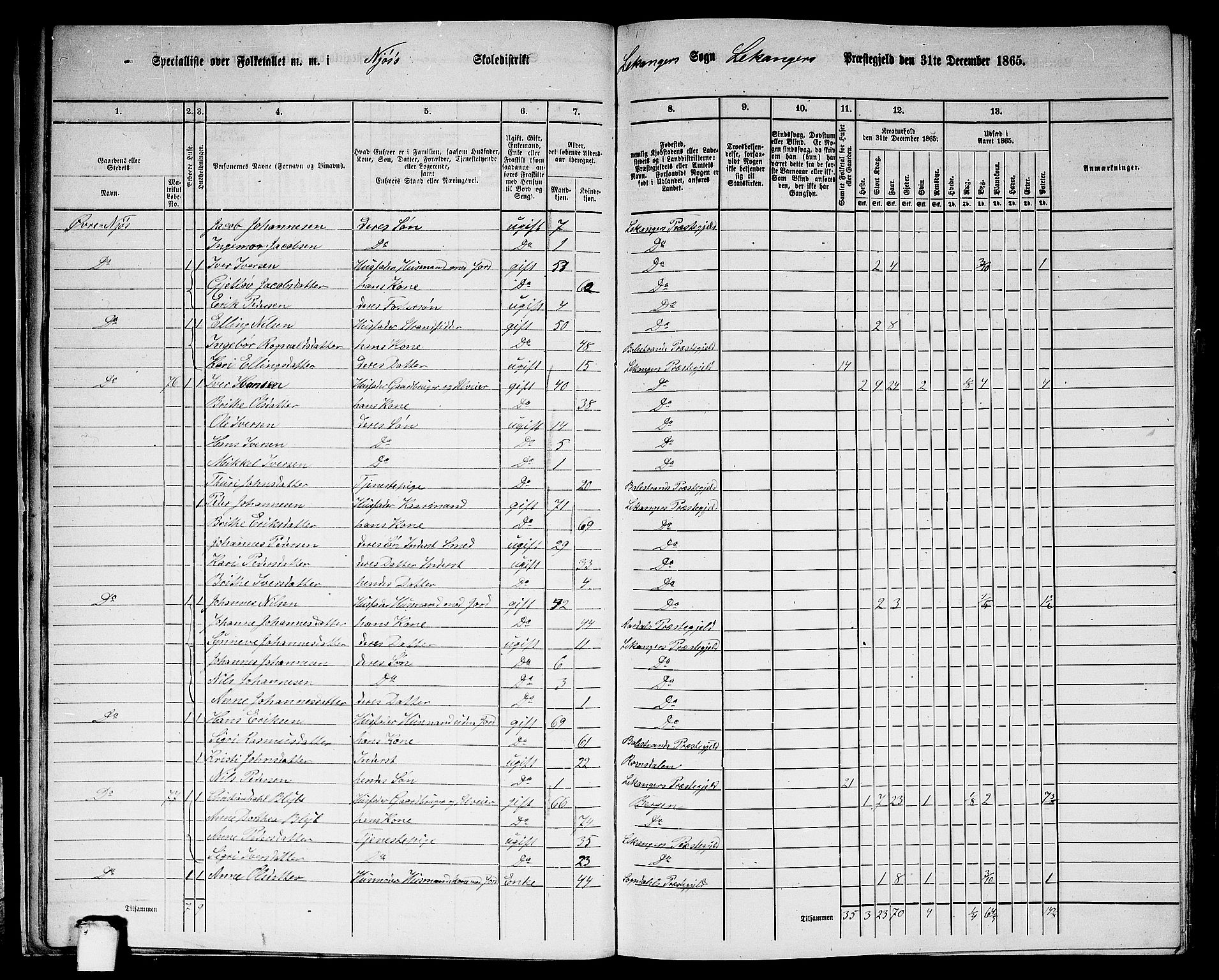 RA, 1865 census for Leikanger, 1865, p. 17