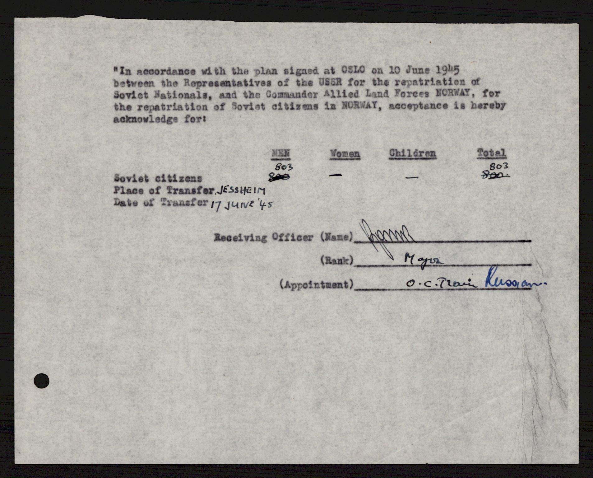 Flyktnings- og fangedirektoratet, Repatrieringskontoret, AV/RA-S-1681/D/Db/L0021: Displaced Persons (DPs) og sivile tyskere, 1945-1948, p. 527