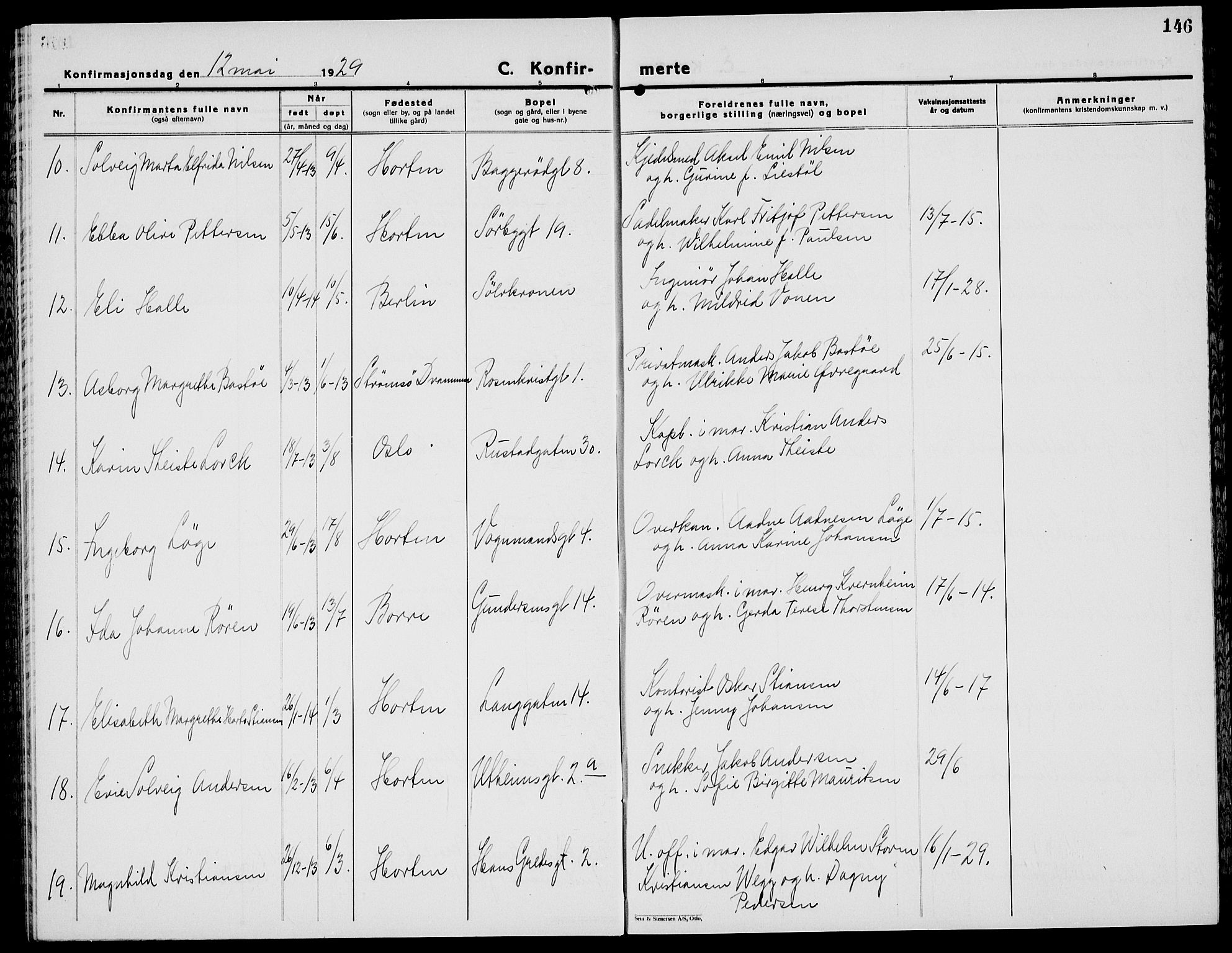 Horten kirkebøker, AV/SAKO-A-348/G/Ga/L0009: Parish register (copy) no. 9, 1926-1936, p. 146