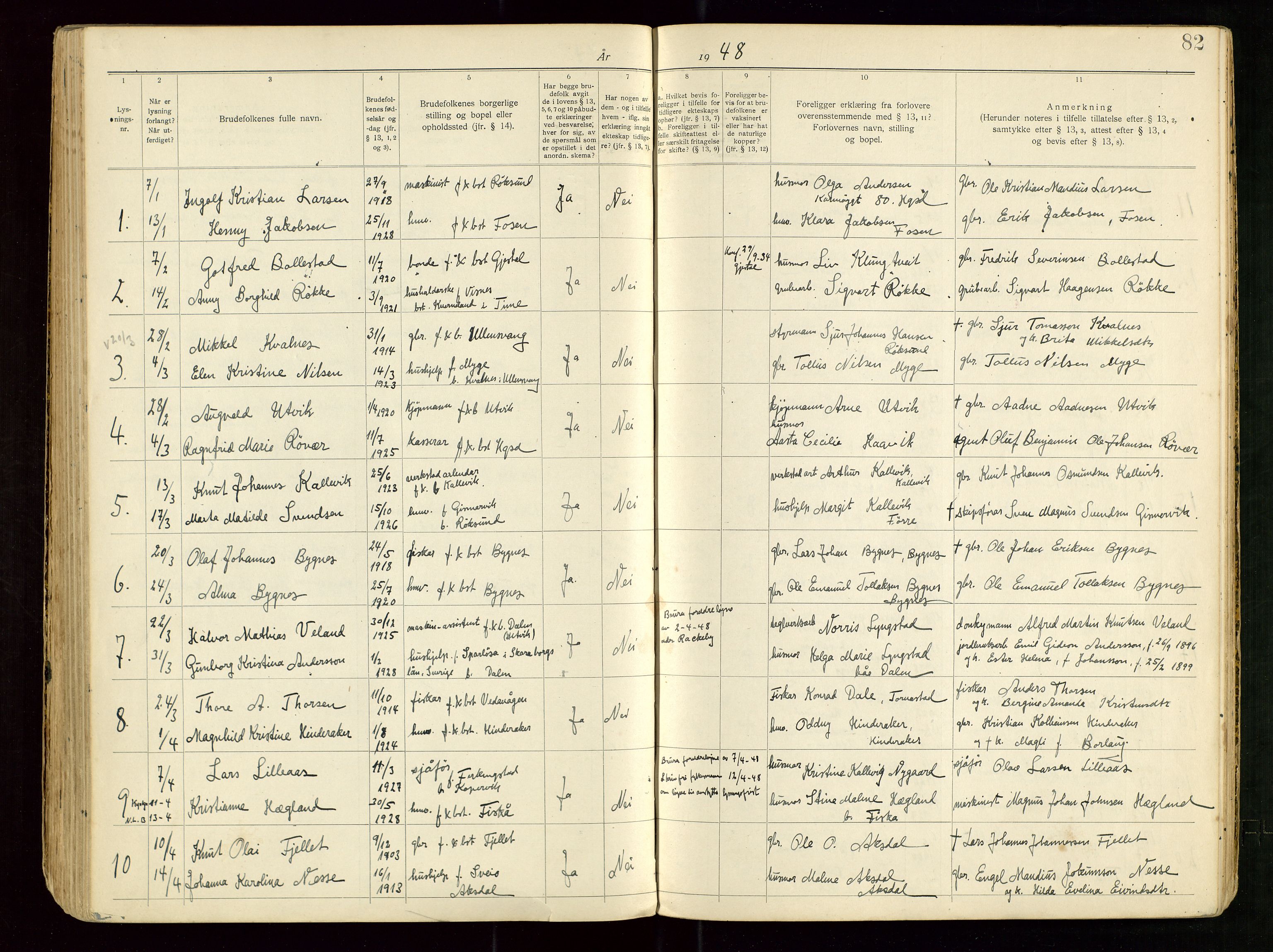 Banns register no. 5, 1919-1952, p. 82