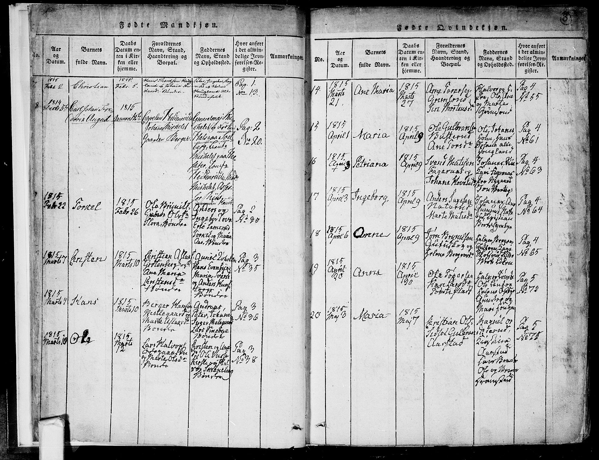 Trøgstad prestekontor Kirkebøker, SAO/A-10925/F/Fa/L0006: Parish register (official) no. I 6, 1815-1844, p. 3