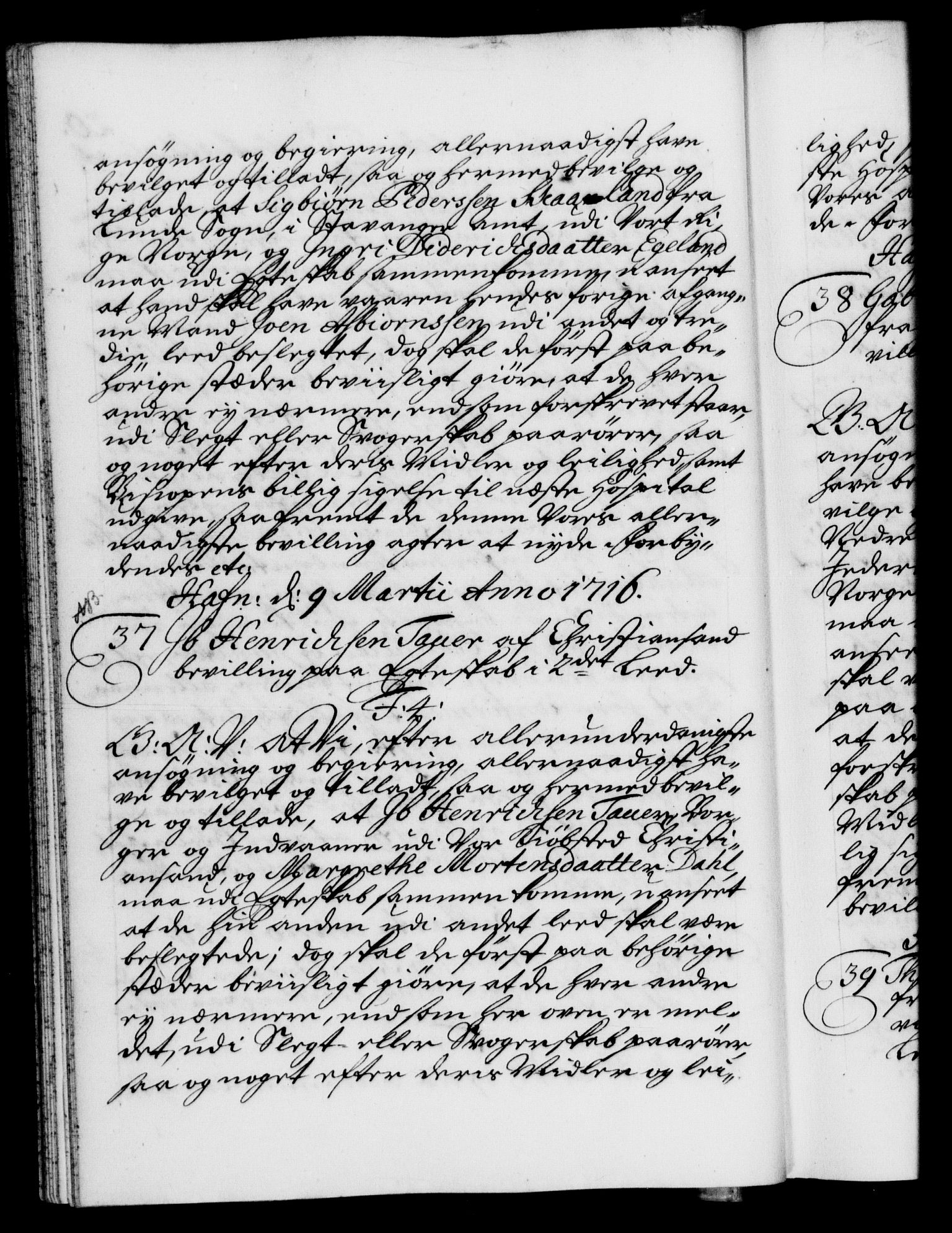 Danske Kanselli 1572-1799, AV/RA-EA-3023/F/Fc/Fca/Fcaa/L0022: Norske registre, 1716-1719, p. 20b