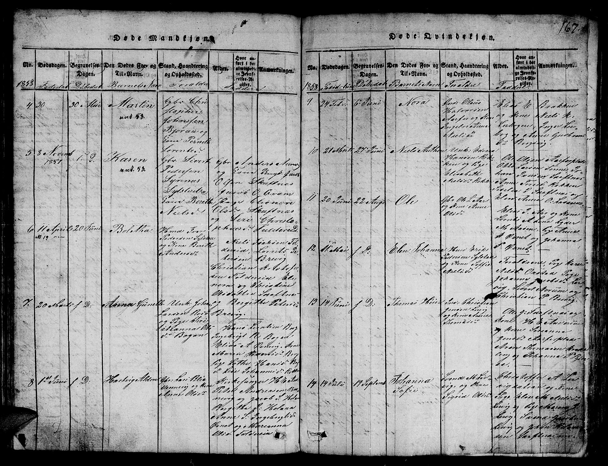 Ministerialprotokoller, klokkerbøker og fødselsregistre - Nord-Trøndelag, SAT/A-1458/780/L0648: Parish register (copy) no. 780C01 /3, 1815-1877, p. 167