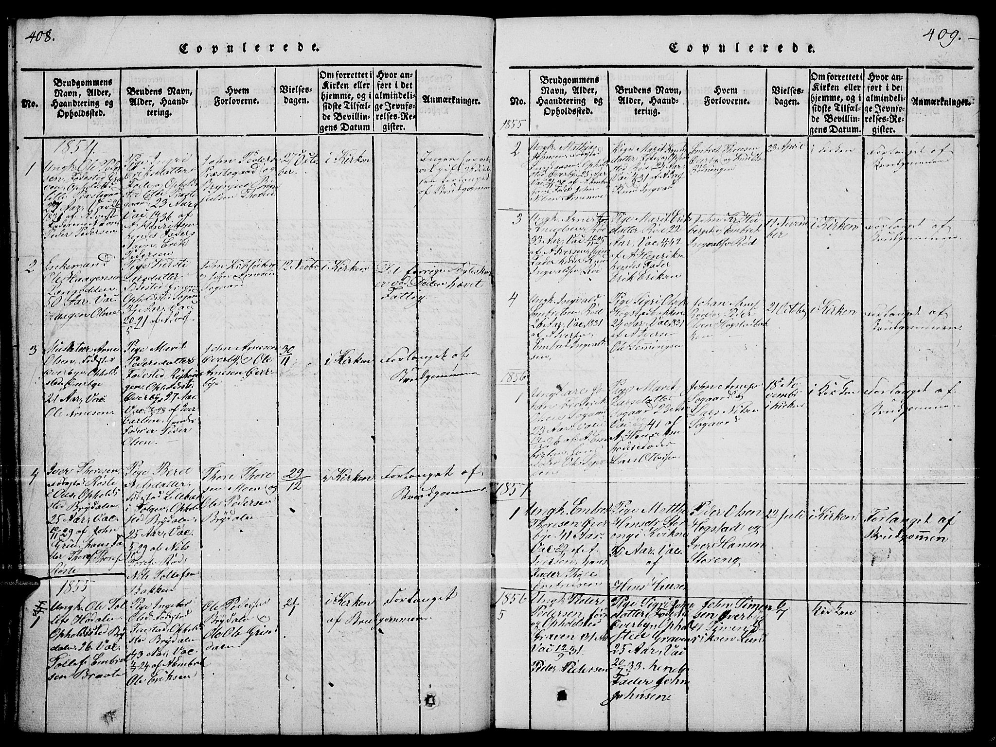 Tynset prestekontor, SAH/PREST-058/H/Ha/Hab/L0004: Parish register (copy) no. 4, 1814-1879, p. 408-409