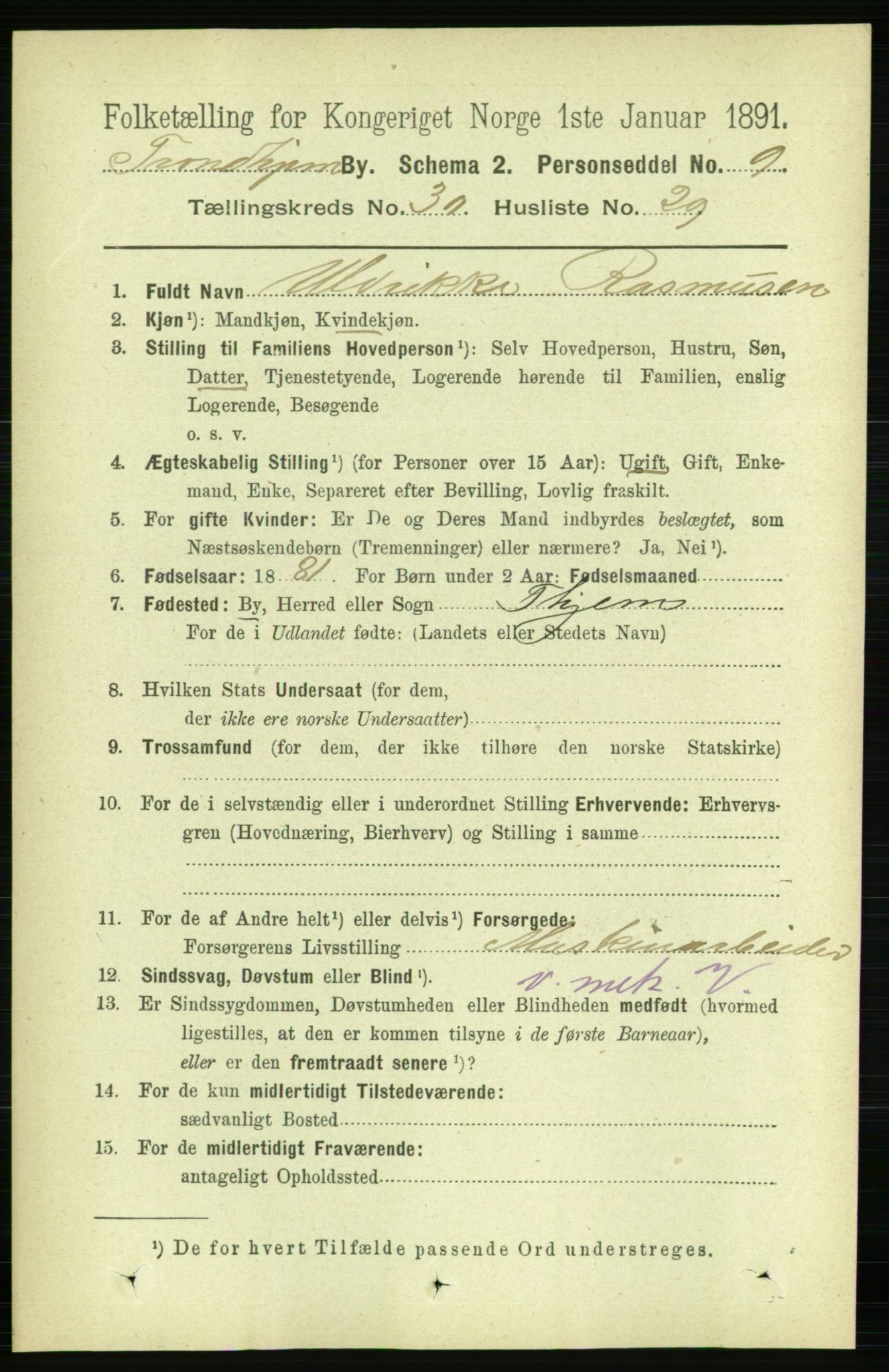 RA, 1891 census for 1601 Trondheim, 1891, p. 22760