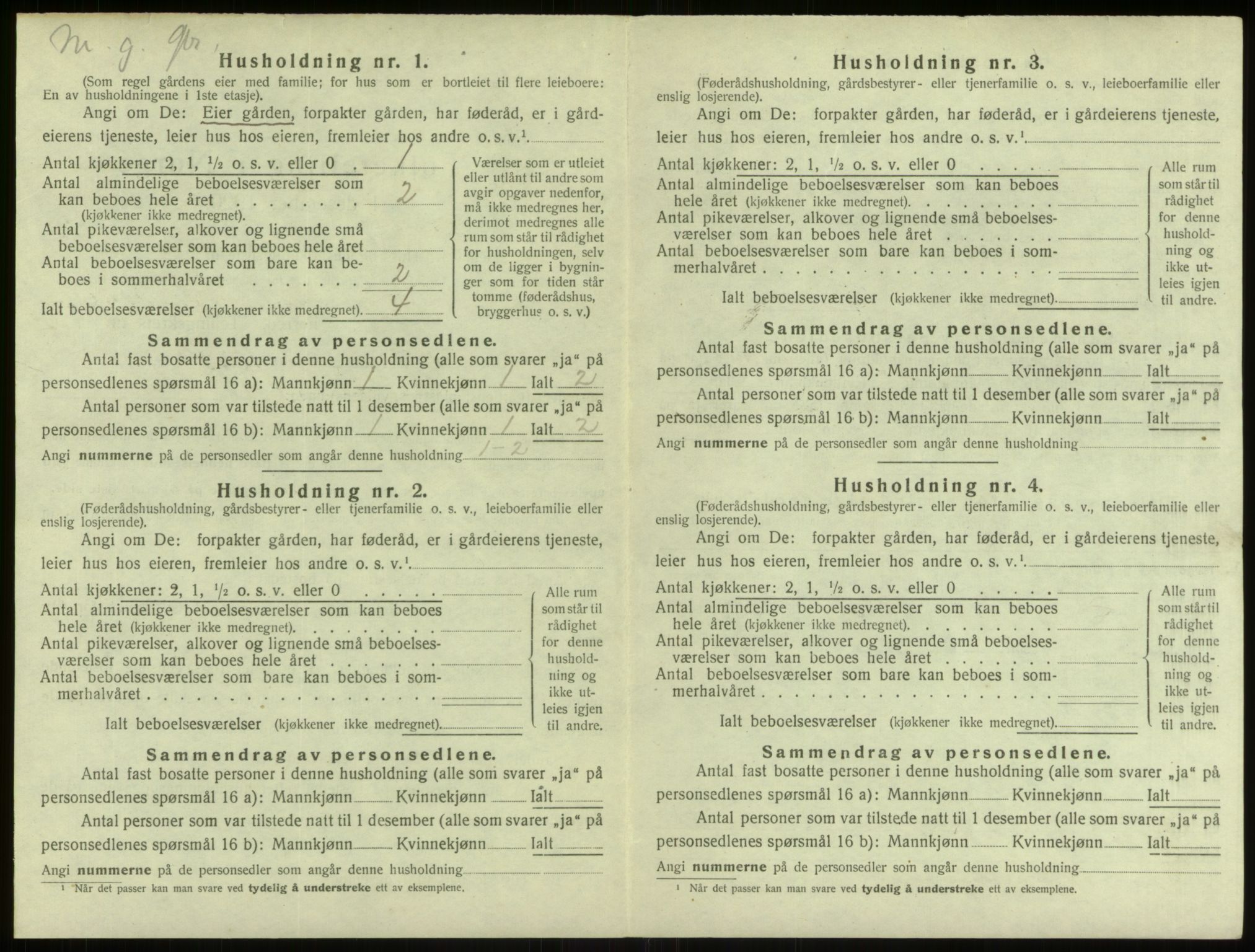 SAB, 1920 census for Alversund, 1920, p. 1109