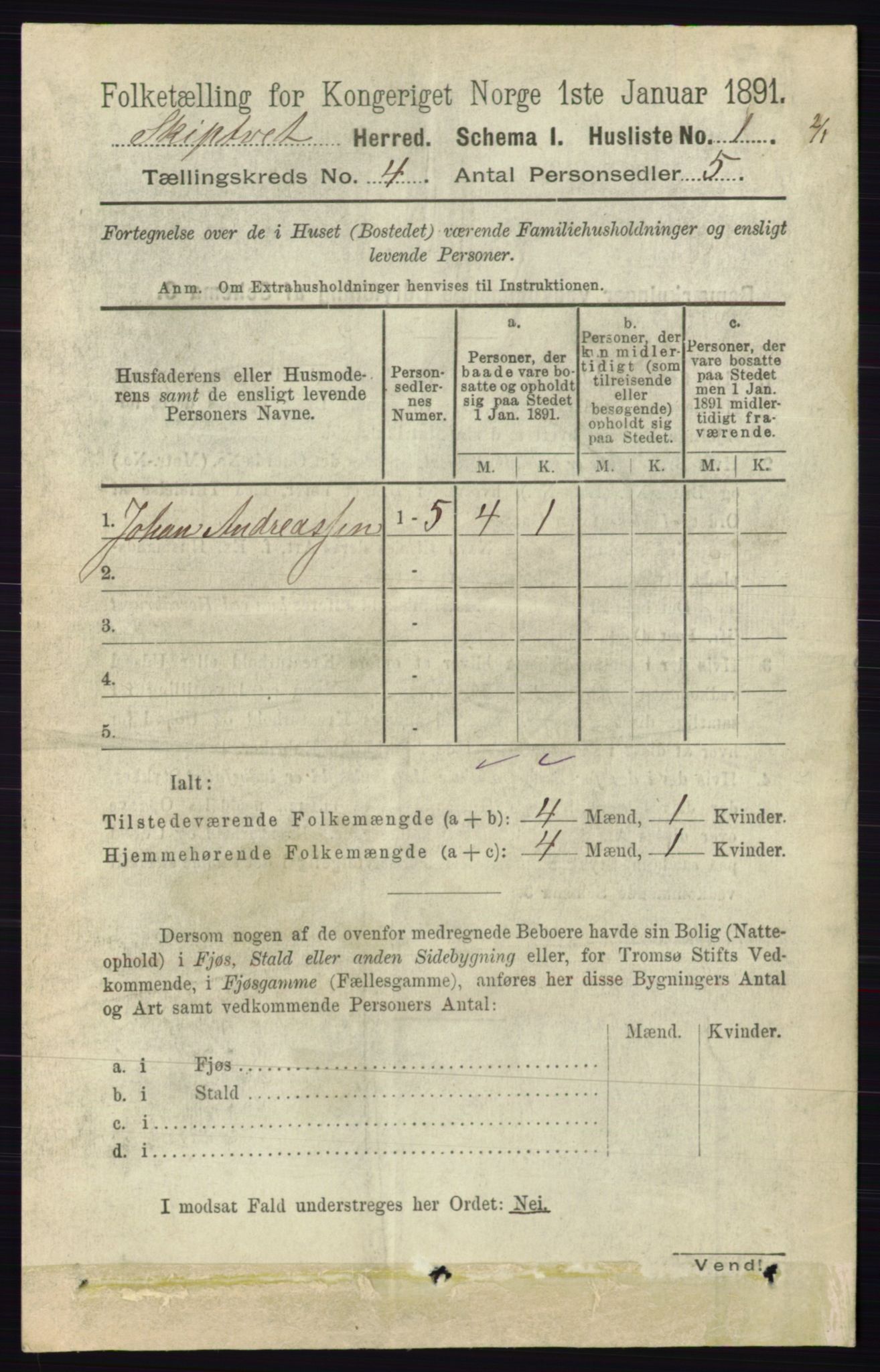 RA, 1891 census for 0127 Skiptvet, 1891, p. 1845