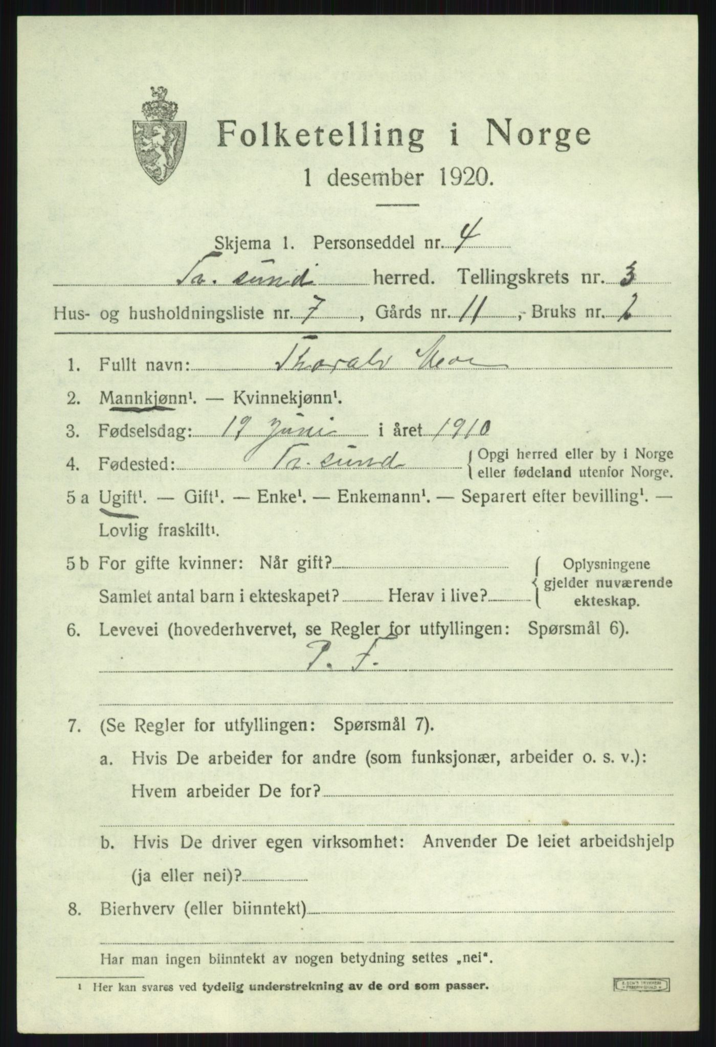 SATØ, 1920 census for Tromsøysund, 1920, p. 2770