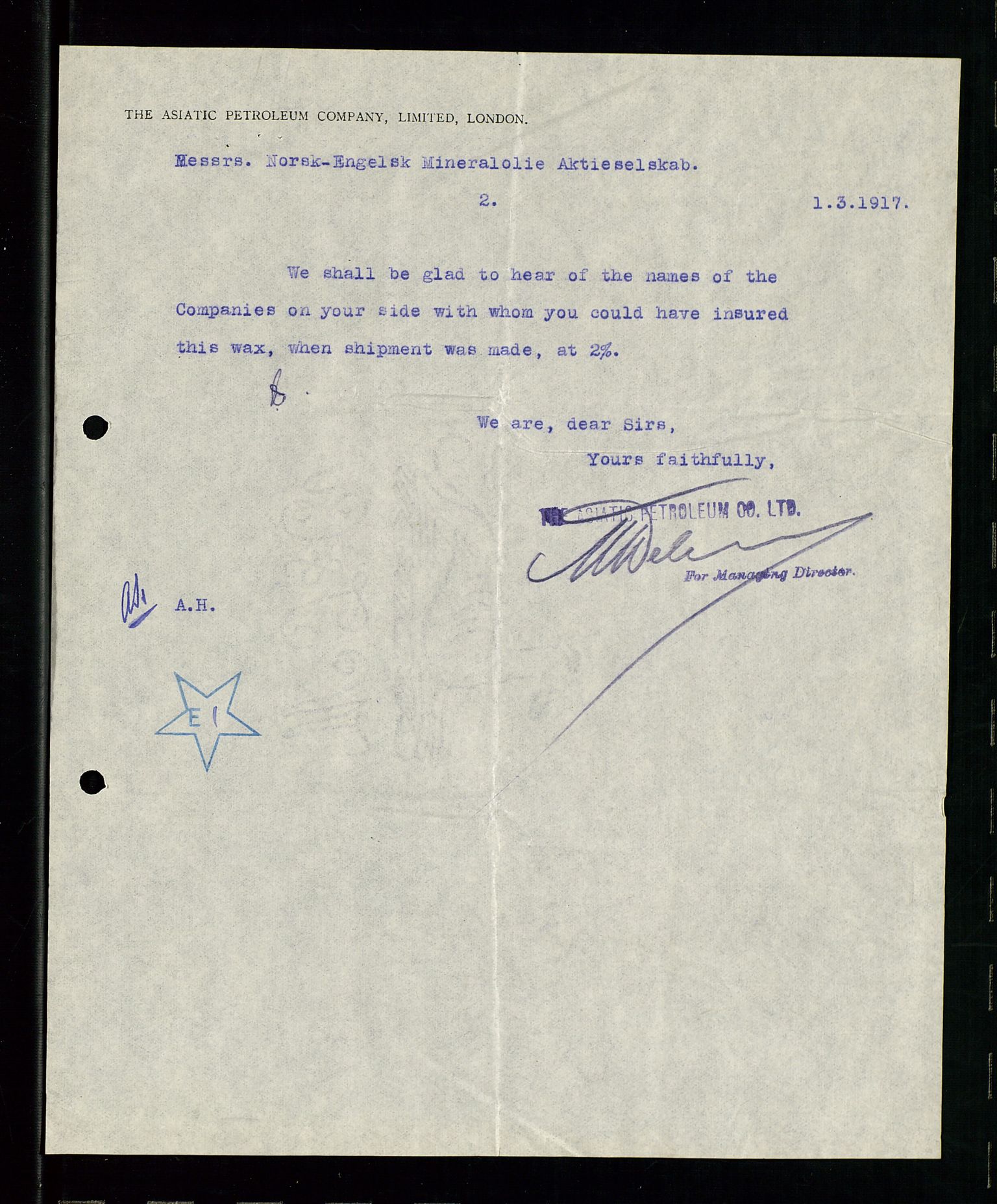 Pa 1521 - A/S Norske Shell, AV/SAST-A-101915/E/Ea/Eaa/L0001: Sjefskorrespondanse, 1917, p. 618