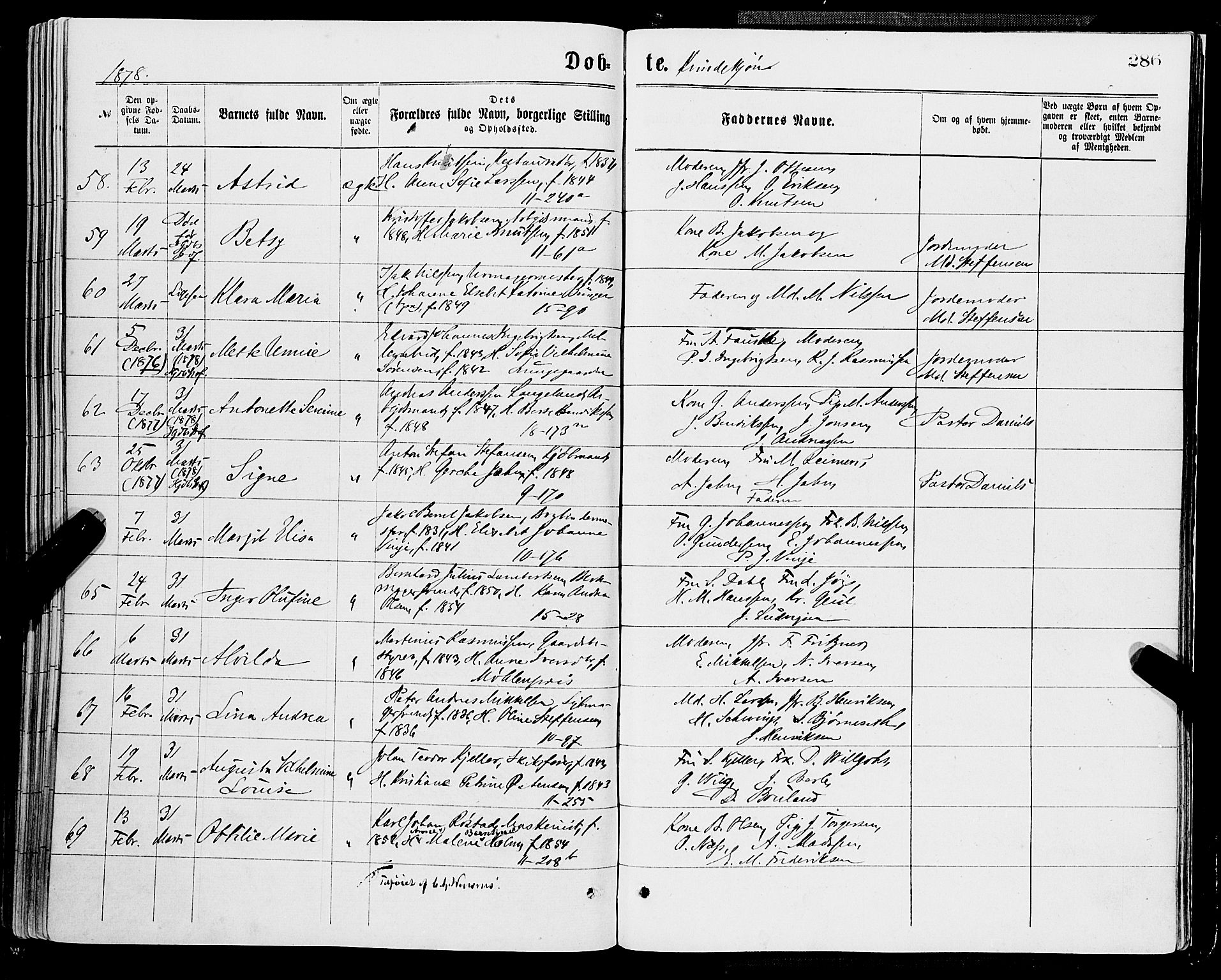 Domkirken sokneprestembete, AV/SAB-A-74801/H/Haa/L0022: Parish register (official) no. B 5, 1872-1878, p. 286