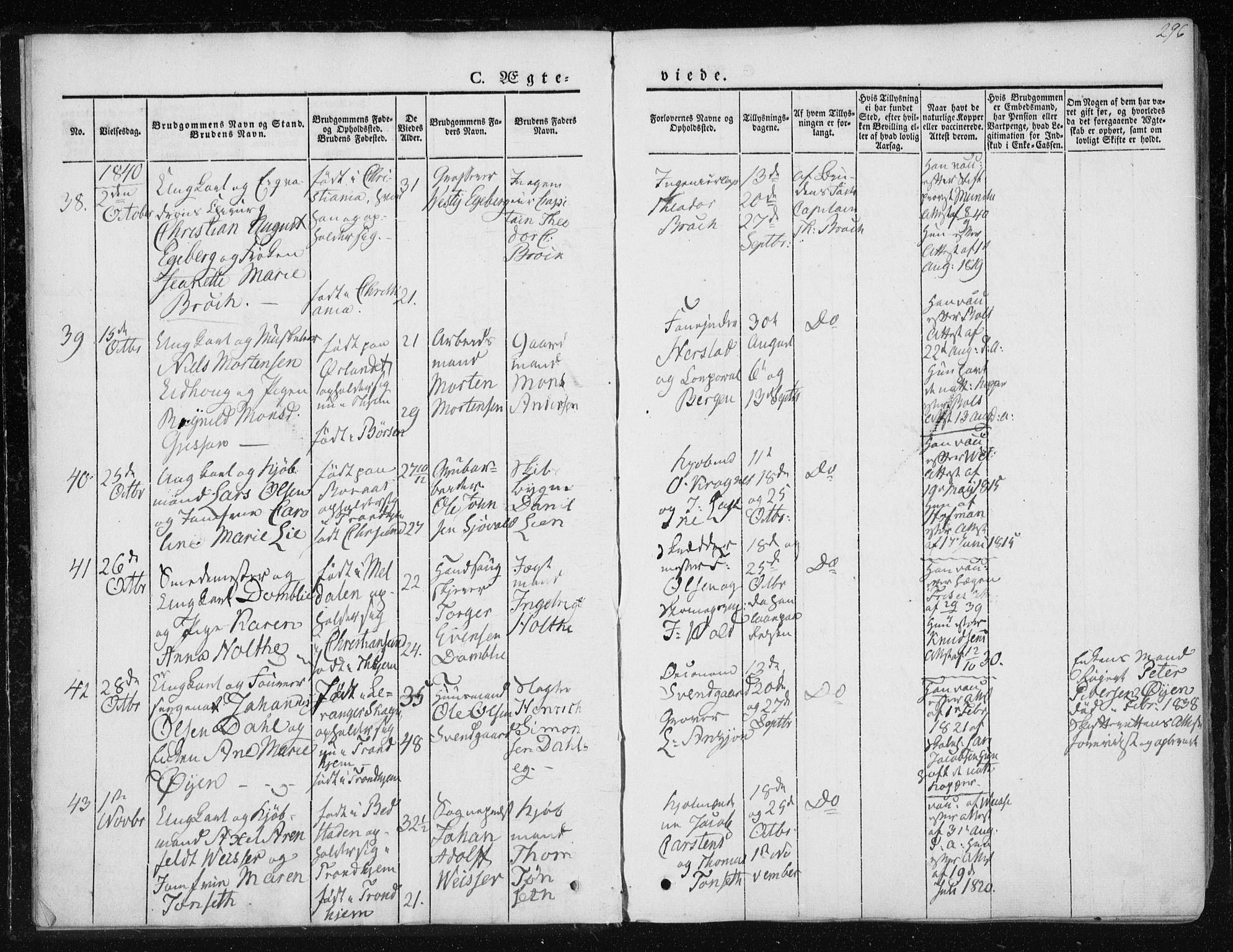 Ministerialprotokoller, klokkerbøker og fødselsregistre - Sør-Trøndelag, AV/SAT-A-1456/601/L0049: Parish register (official) no. 601A17, 1839-1847, p. 296