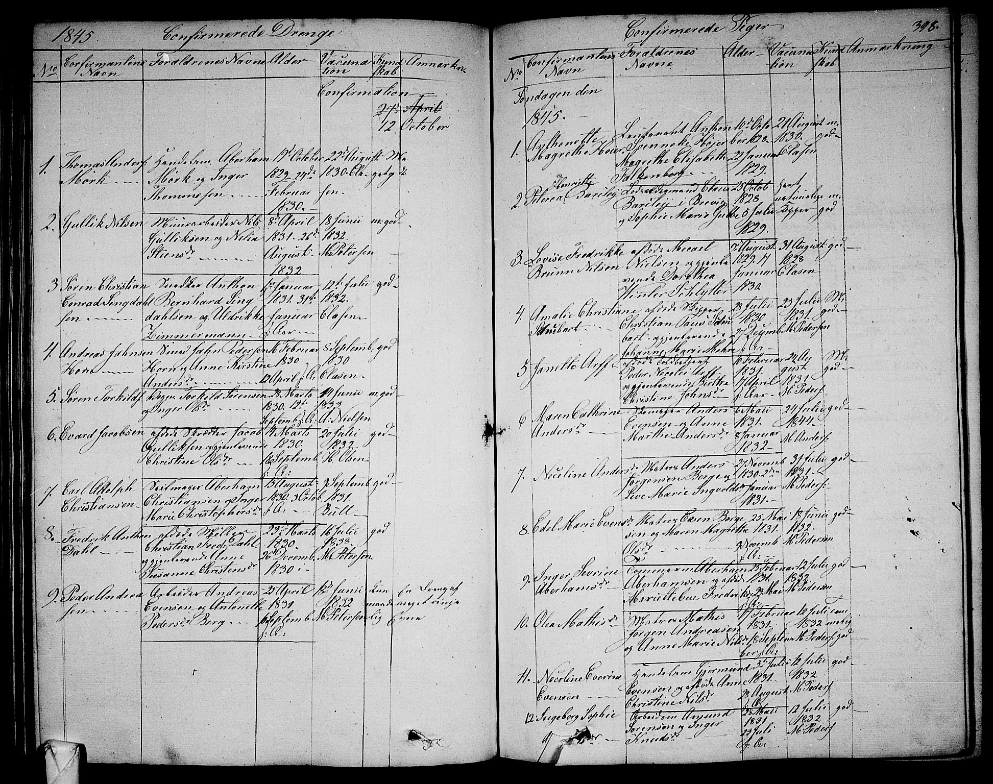 Larvik kirkebøker, AV/SAKO-A-352/G/Ga/L0003b: Parish register (copy) no. I 3B, 1830-1870, p. 398