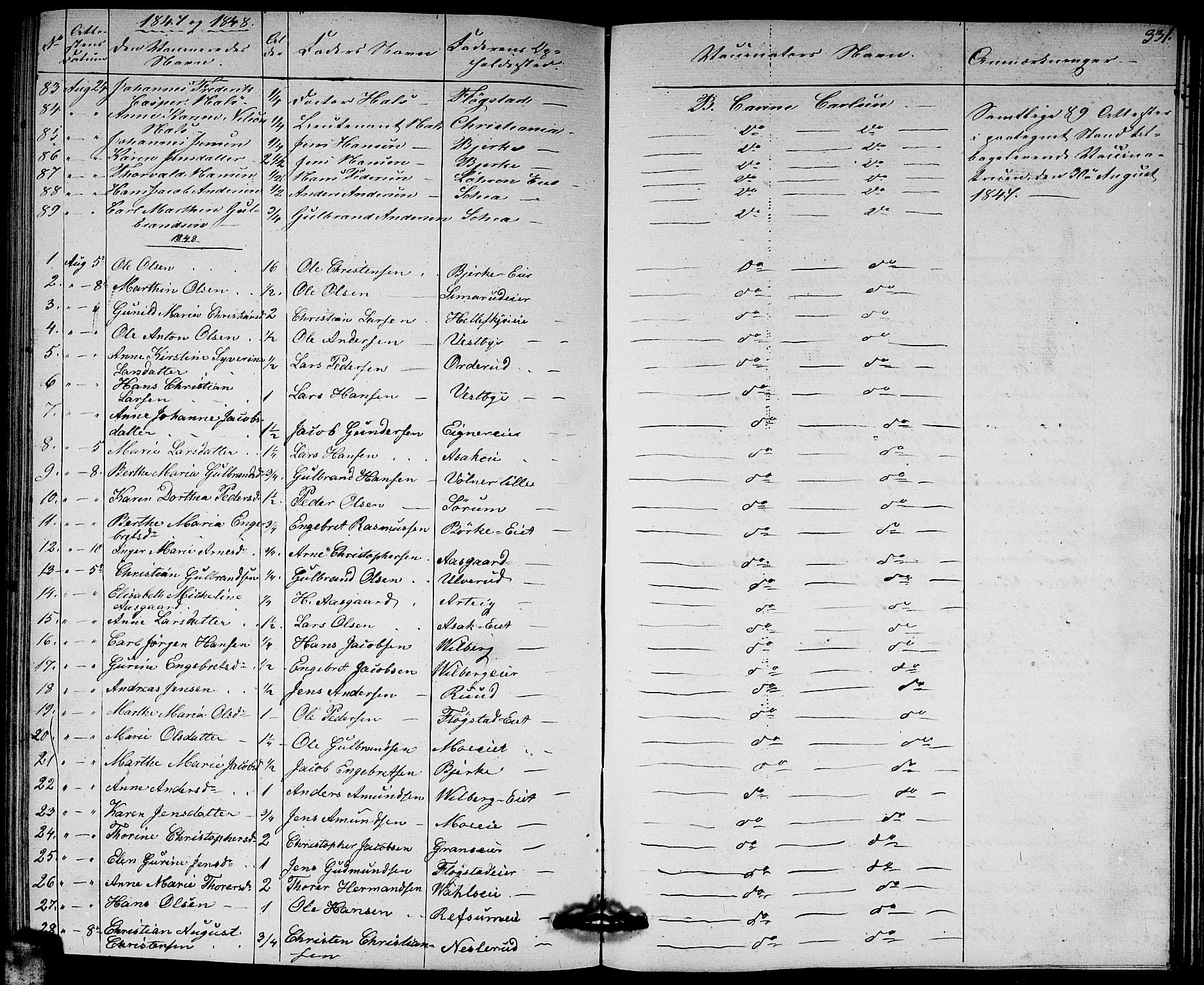 Sørum prestekontor Kirkebøker, AV/SAO-A-10303/G/Ga/L0003: Parish register (copy) no. I 3, 1846-1863, p. 331