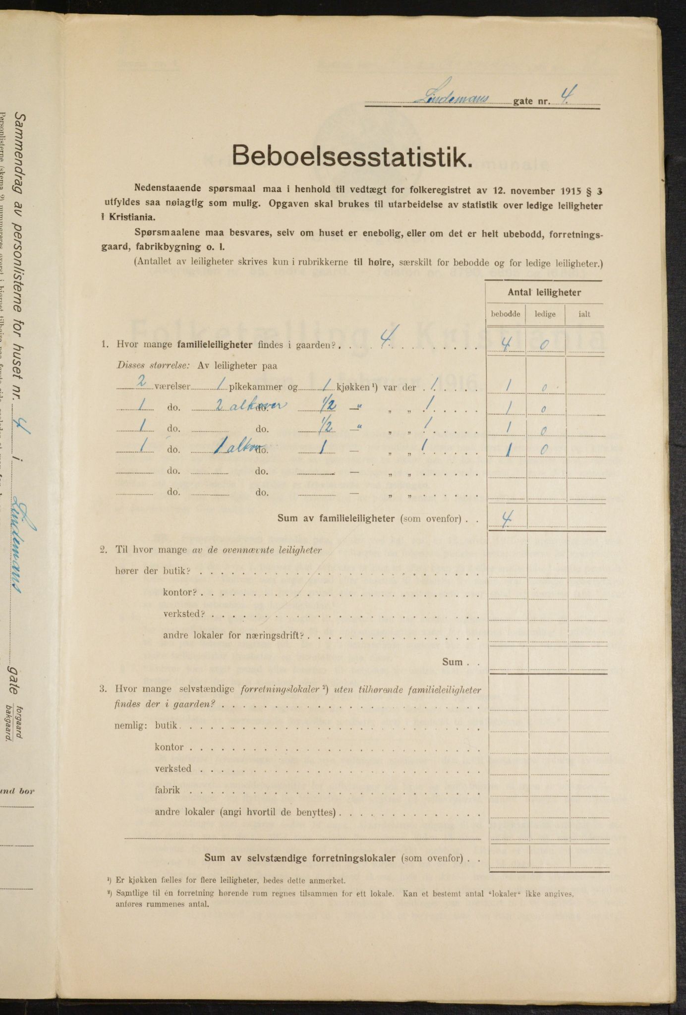 OBA, Municipal Census 1916 for Kristiania, 1916, p. 58920